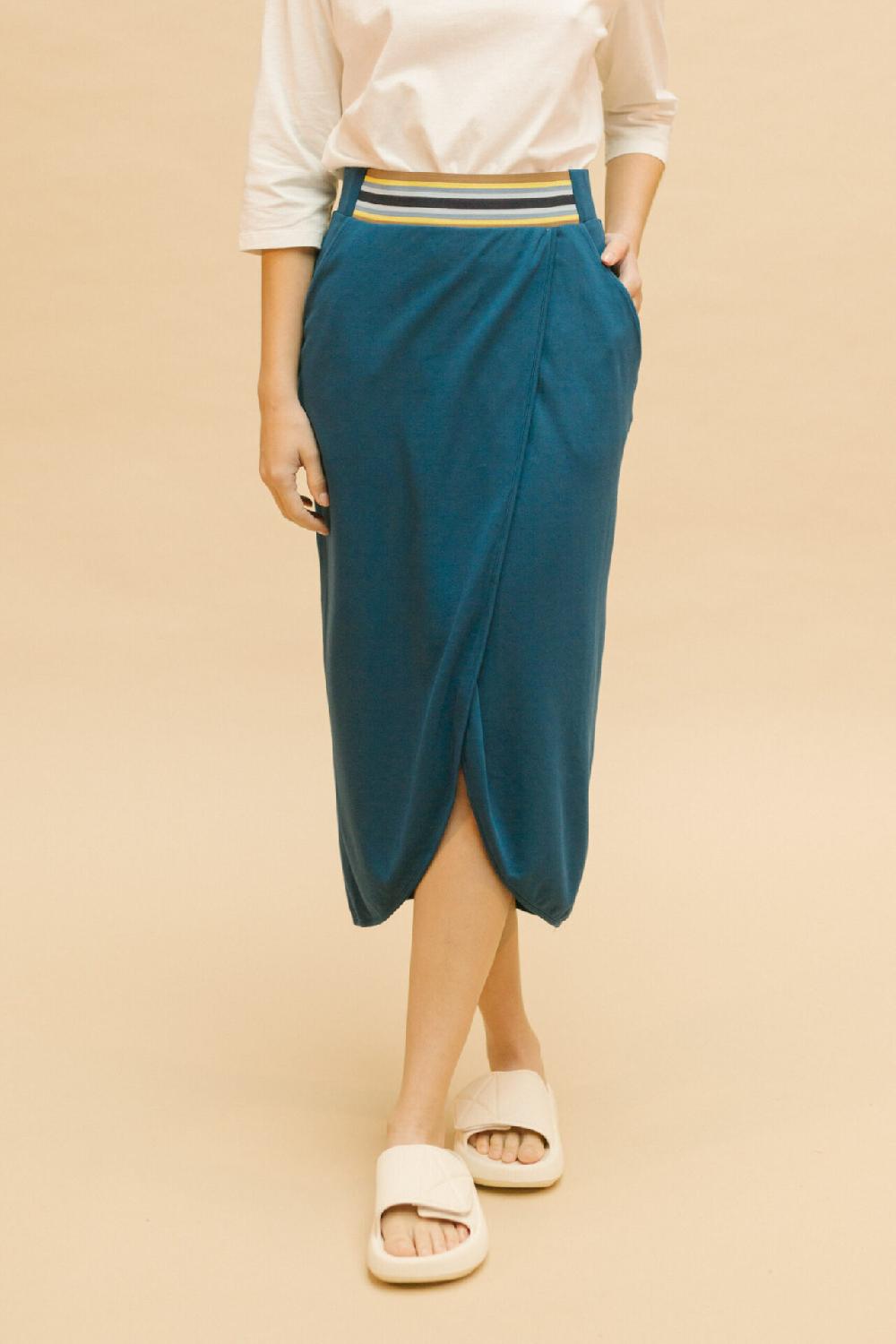 Pan Producto Básico Falda Lápiz Abierta Azul