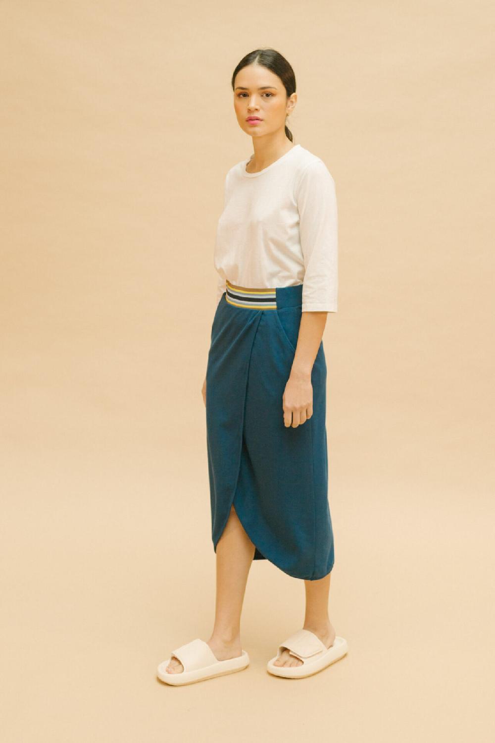 Pan Producto Básico Falda Lápiz Abierta Azul