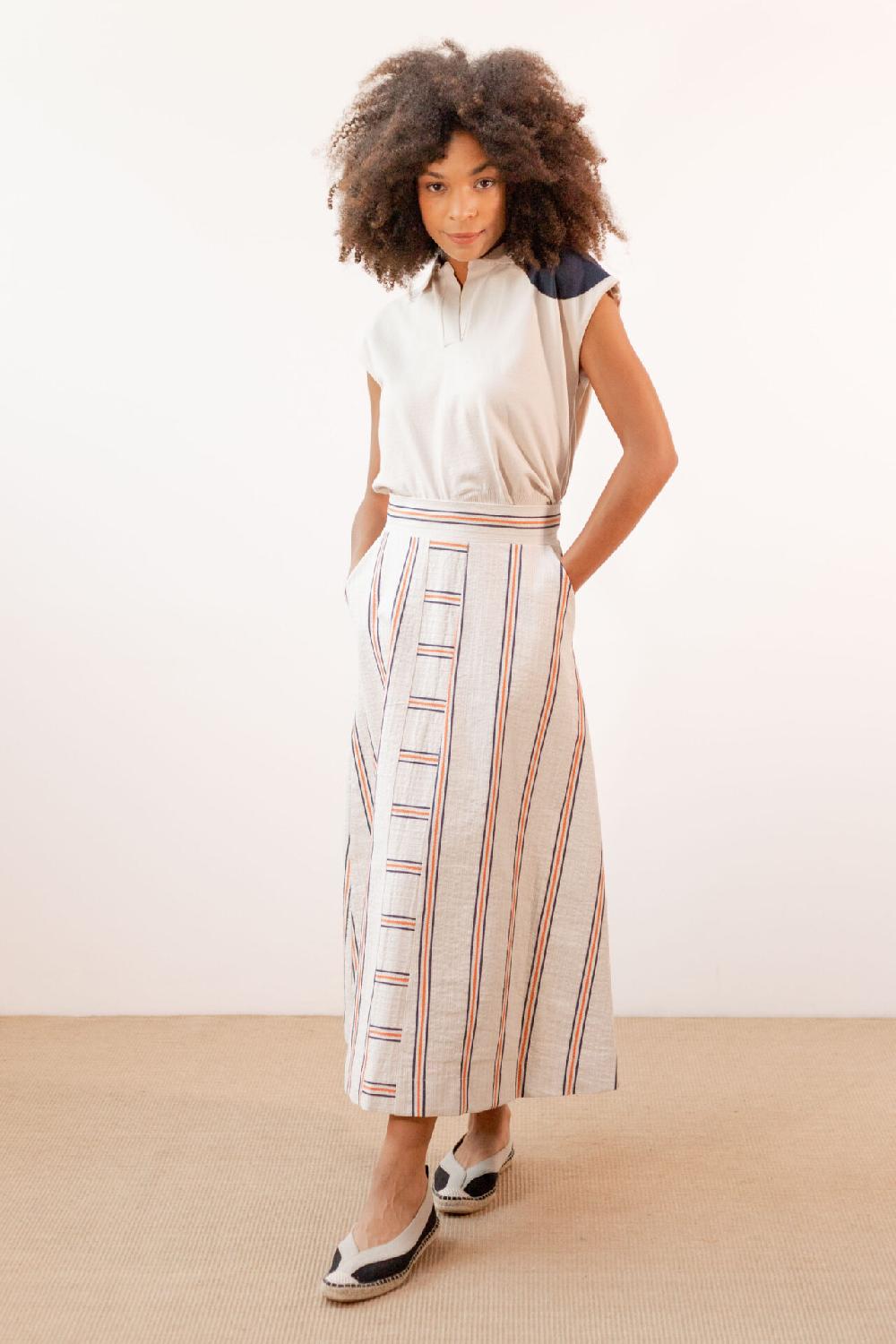 pan producto básico Falda larga de rayas