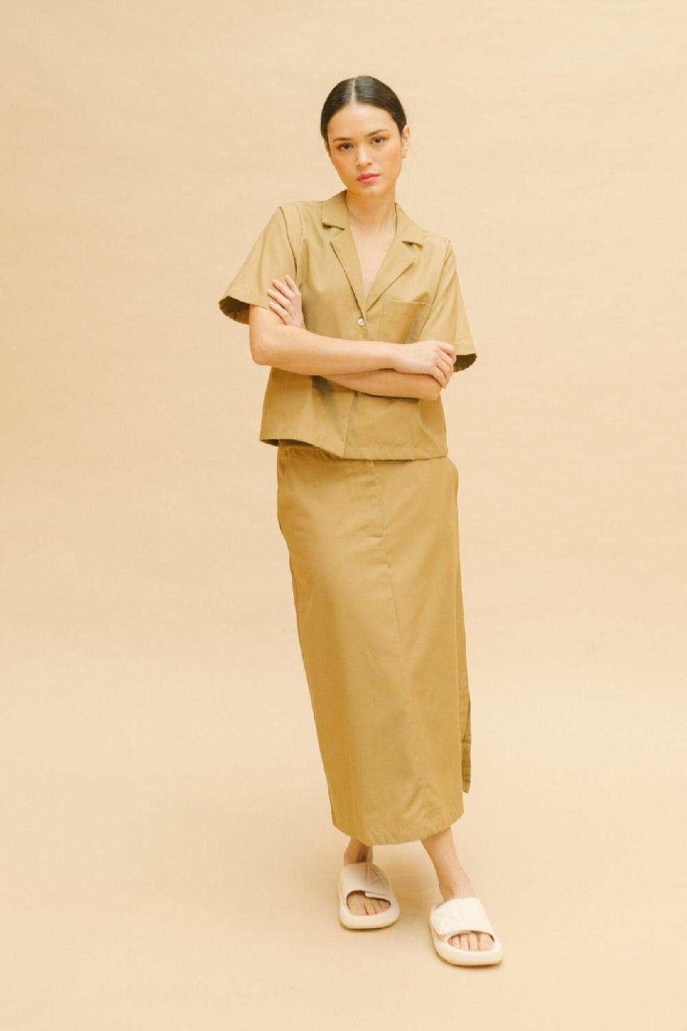 Pan Producto Básico Falda Midi Camel