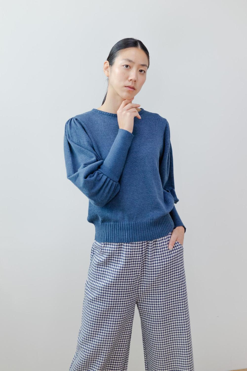 Pan Producto Básico Jersey Azul Manga Abullonada