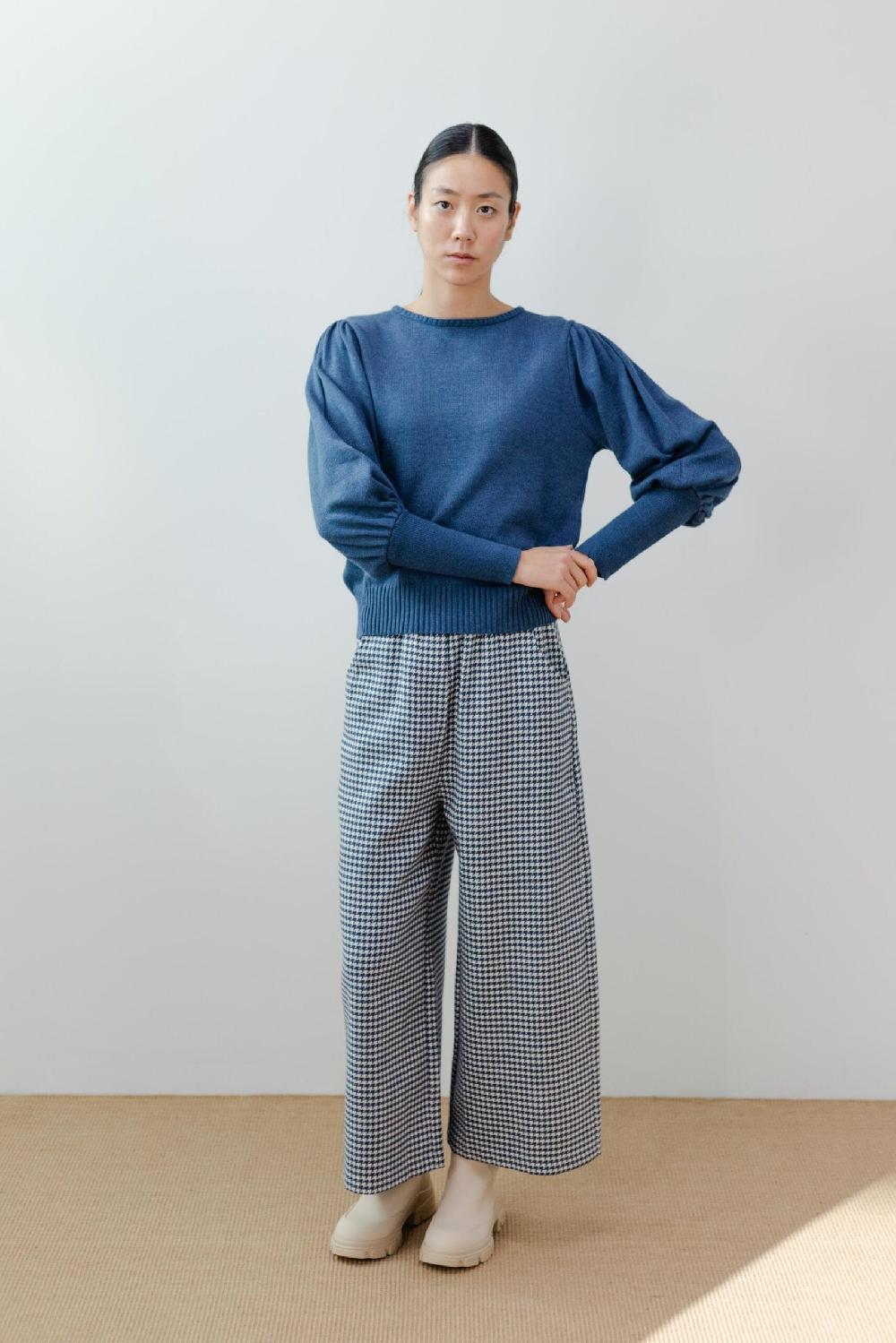 Pan Producto Básico Jersey Azul Manga Abullonada