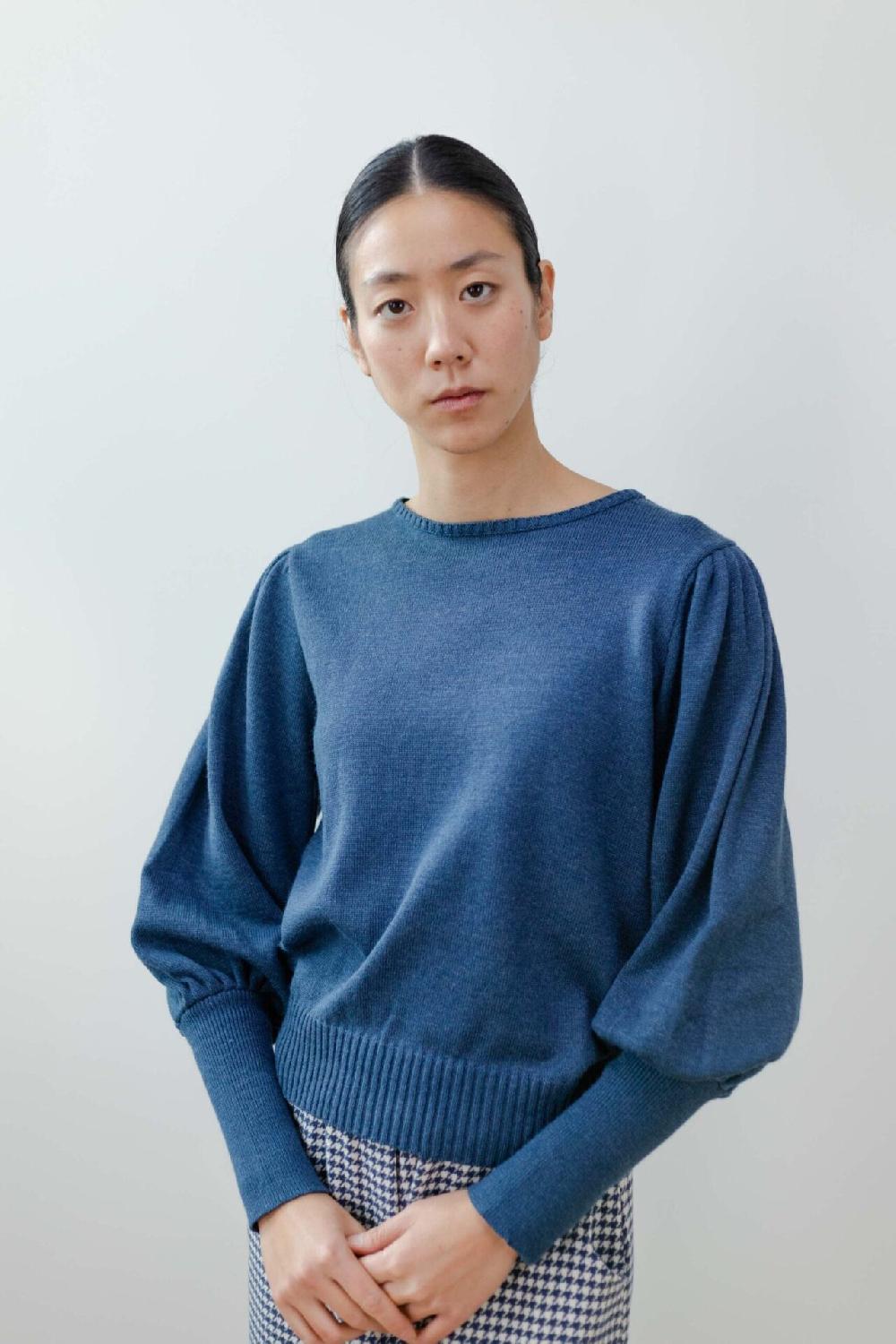 Pan Producto Básico Jersey Azul Manga Abullonada