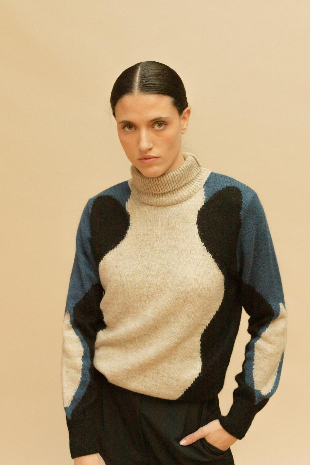 Pan Producto Básico Jersey Cuello Chimenea Ondas