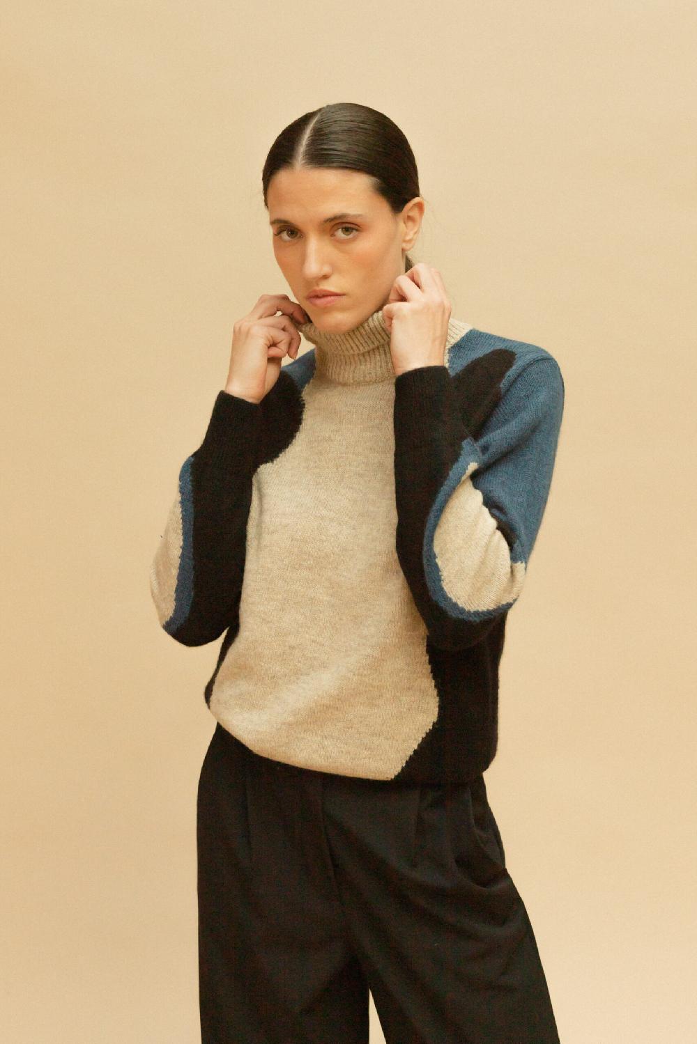 pan producto básico Jersey cuello chimenea ondas