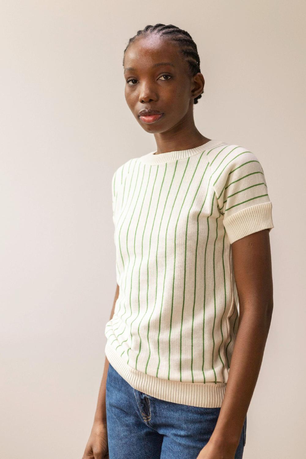 Pan Producto Básico Jersey De Rayas Manga Corta