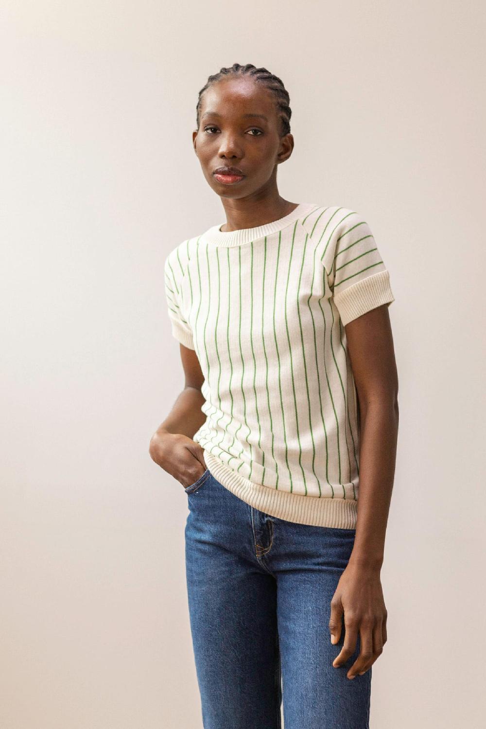 Pan Producto Básico Jersey De Rayas Manga Corta