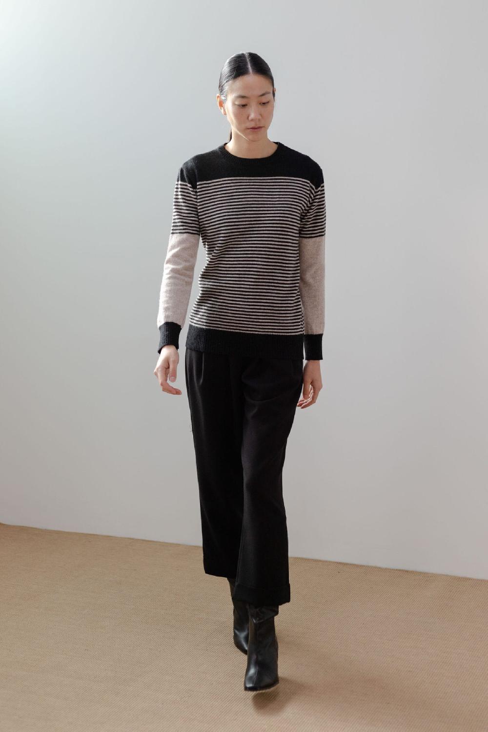 Pan Producto Básico Jersey Rayas Beige Y Negro