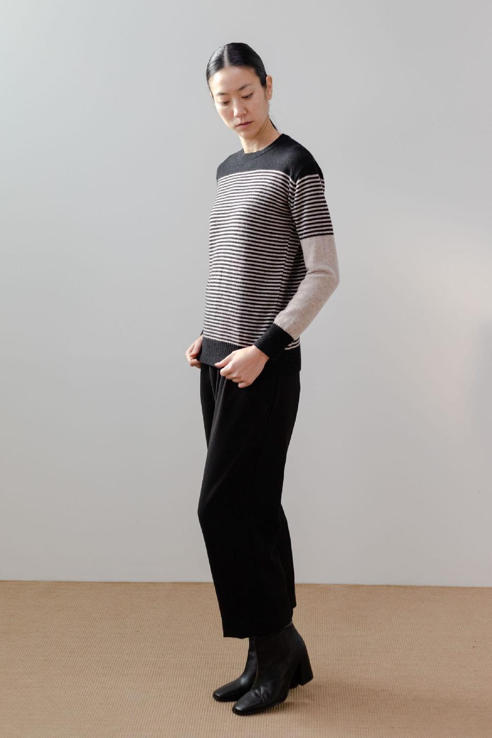 Pan Producto Básico Jersey Rayas Beige Y Negro