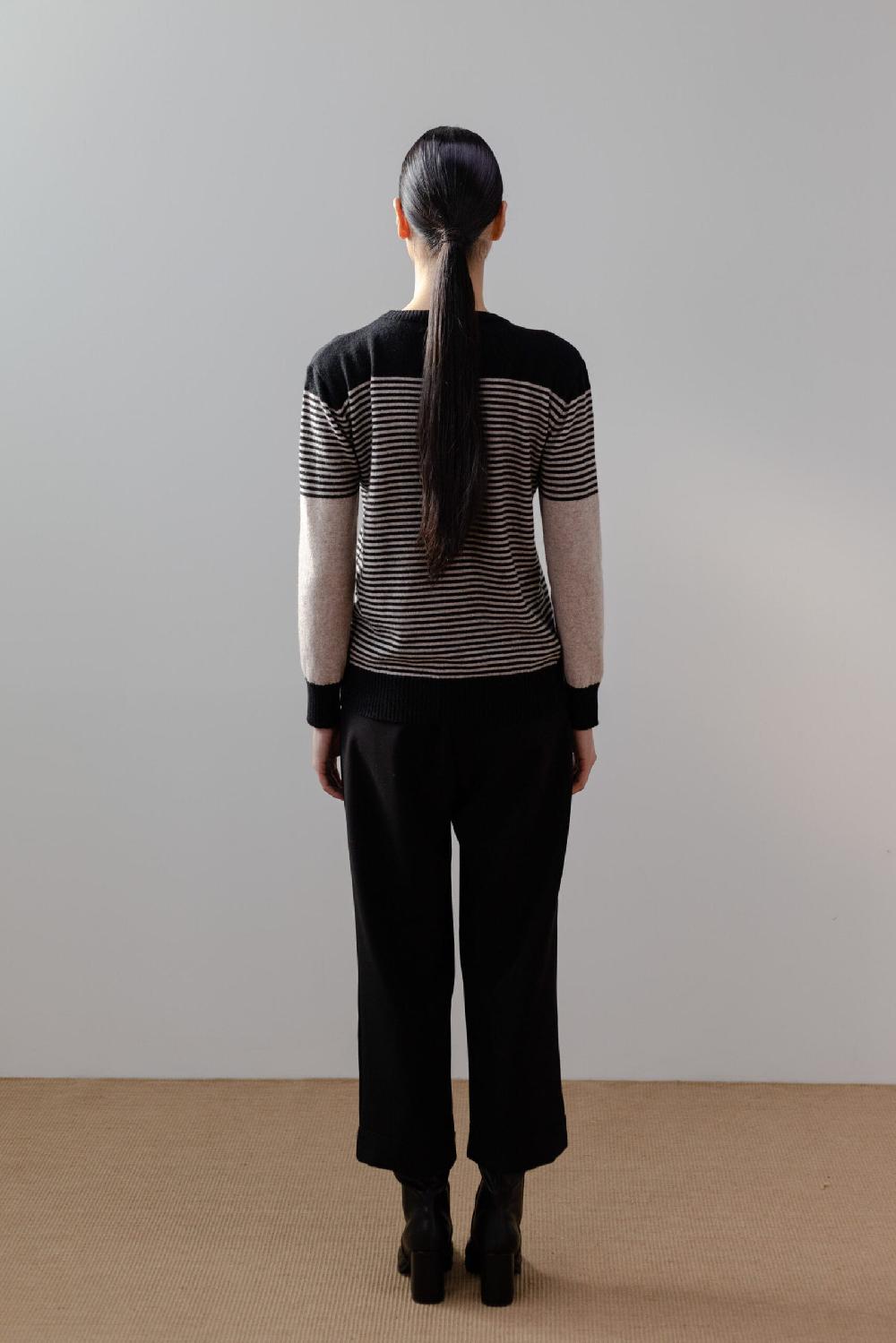 Pan Producto Básico Jersey Rayas Beige Y Negro