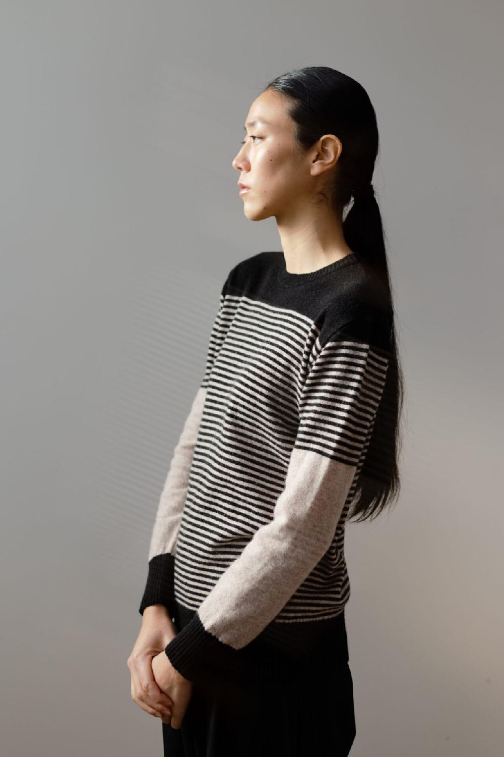 pan producto básico Jersey rayas beige y negro