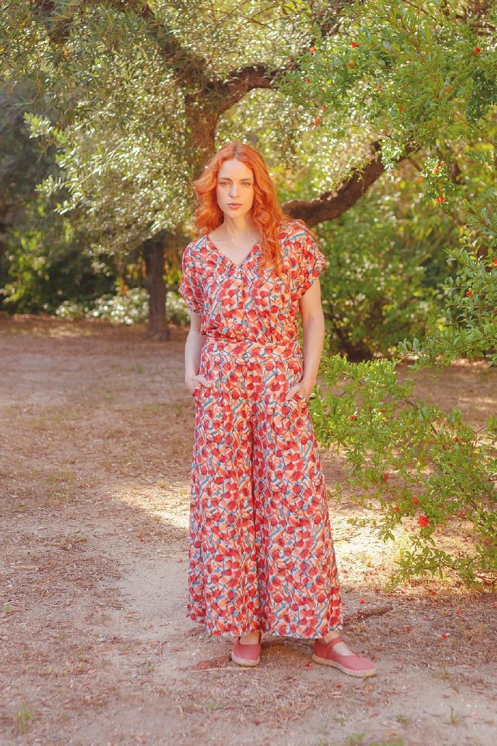 pan producto básico Pantalón ancho estampado