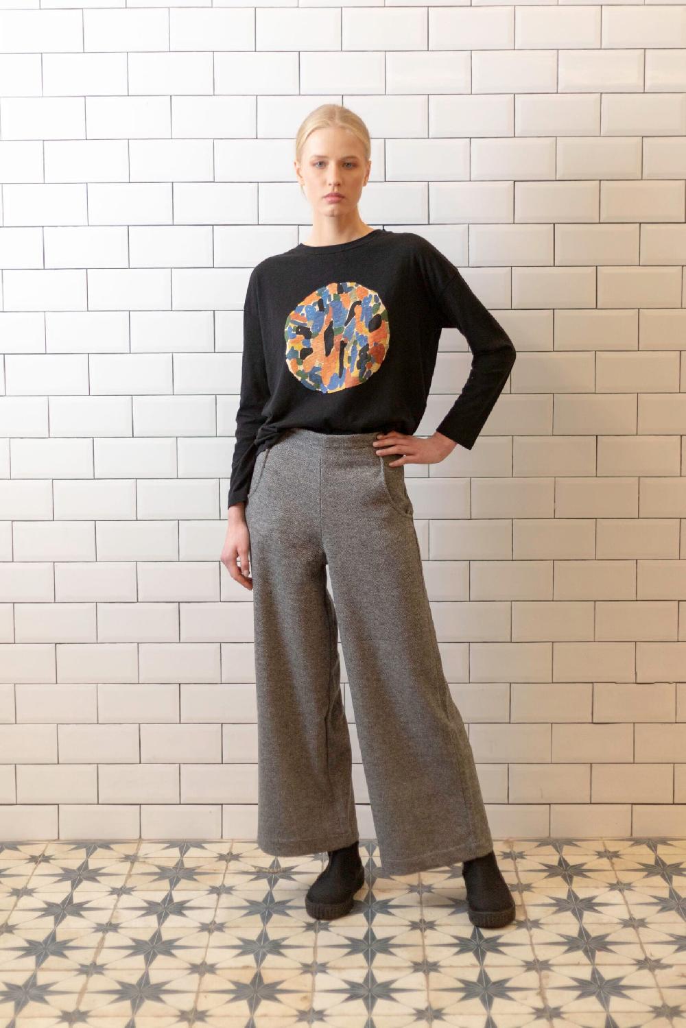 Pan Producto Básico Pantalón Gris Palazzo