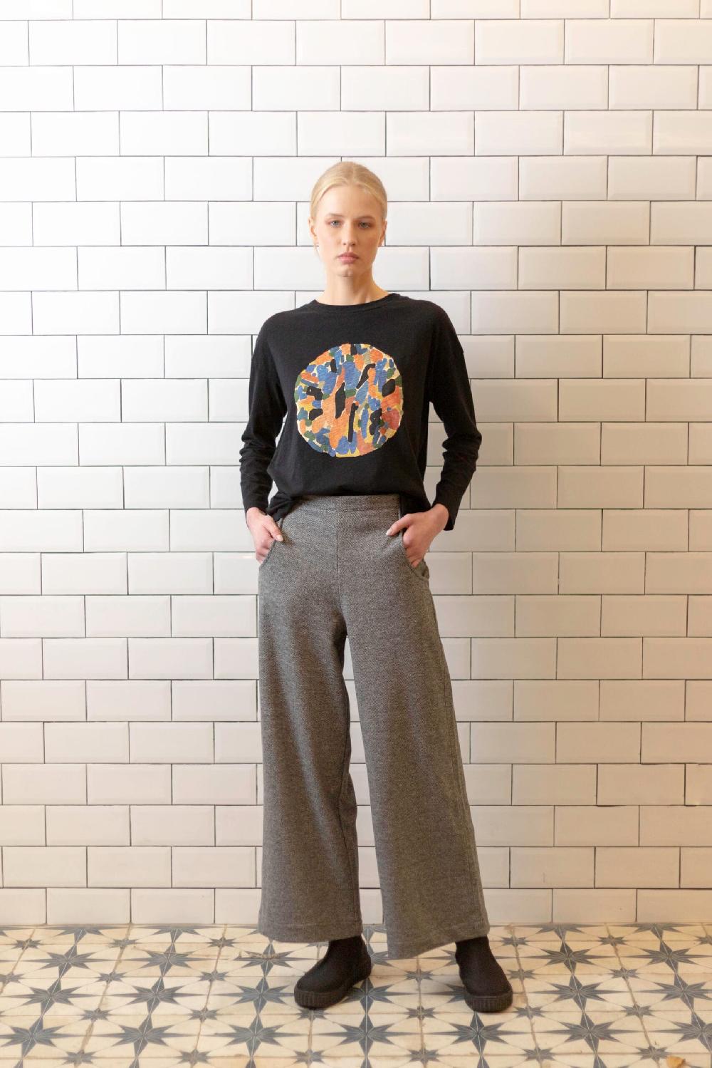 pan producto básico Pantalón gris palazzo