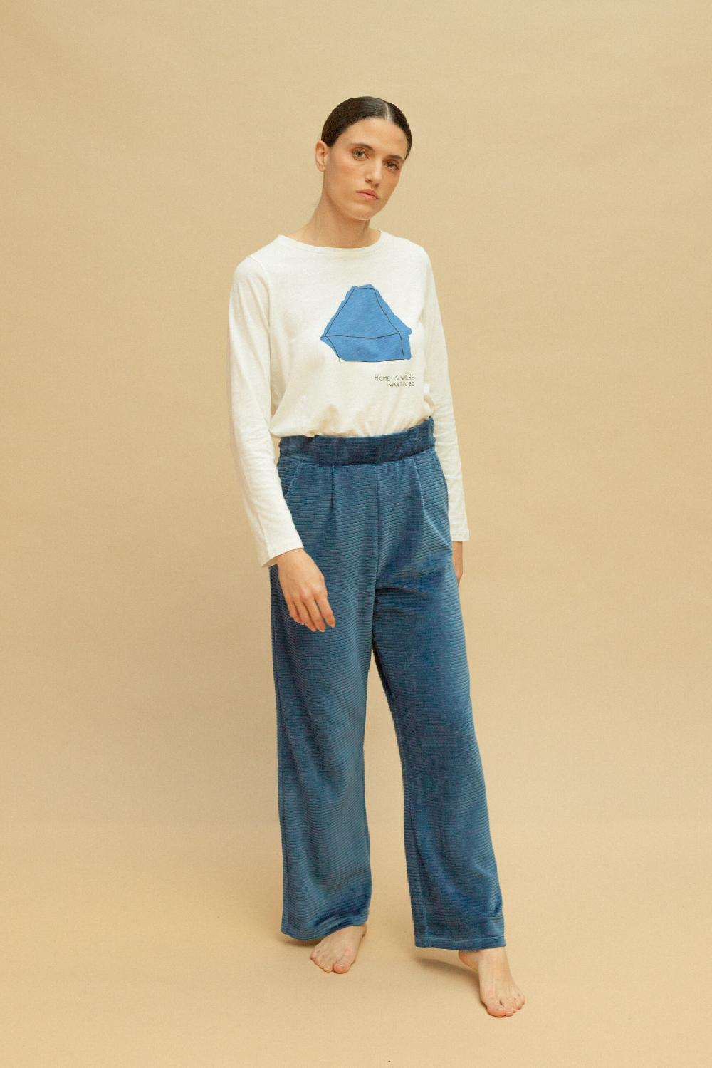 Pan Producto Básico Pantalón Pana Fina Azul