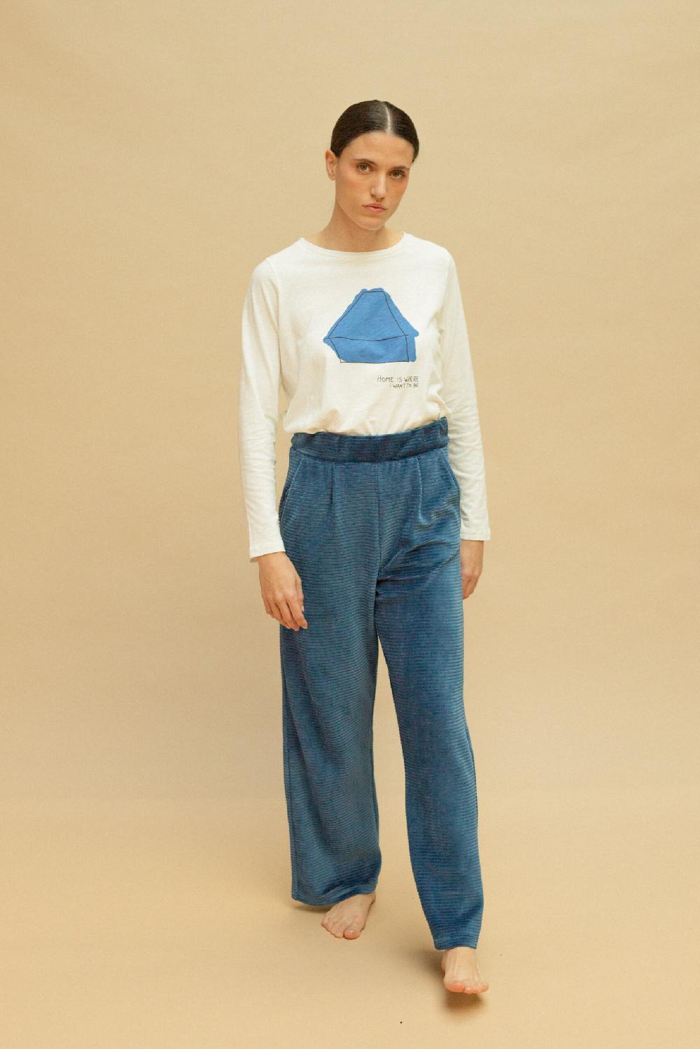 Pan Producto Básico Pantalón Pana Fina Azul