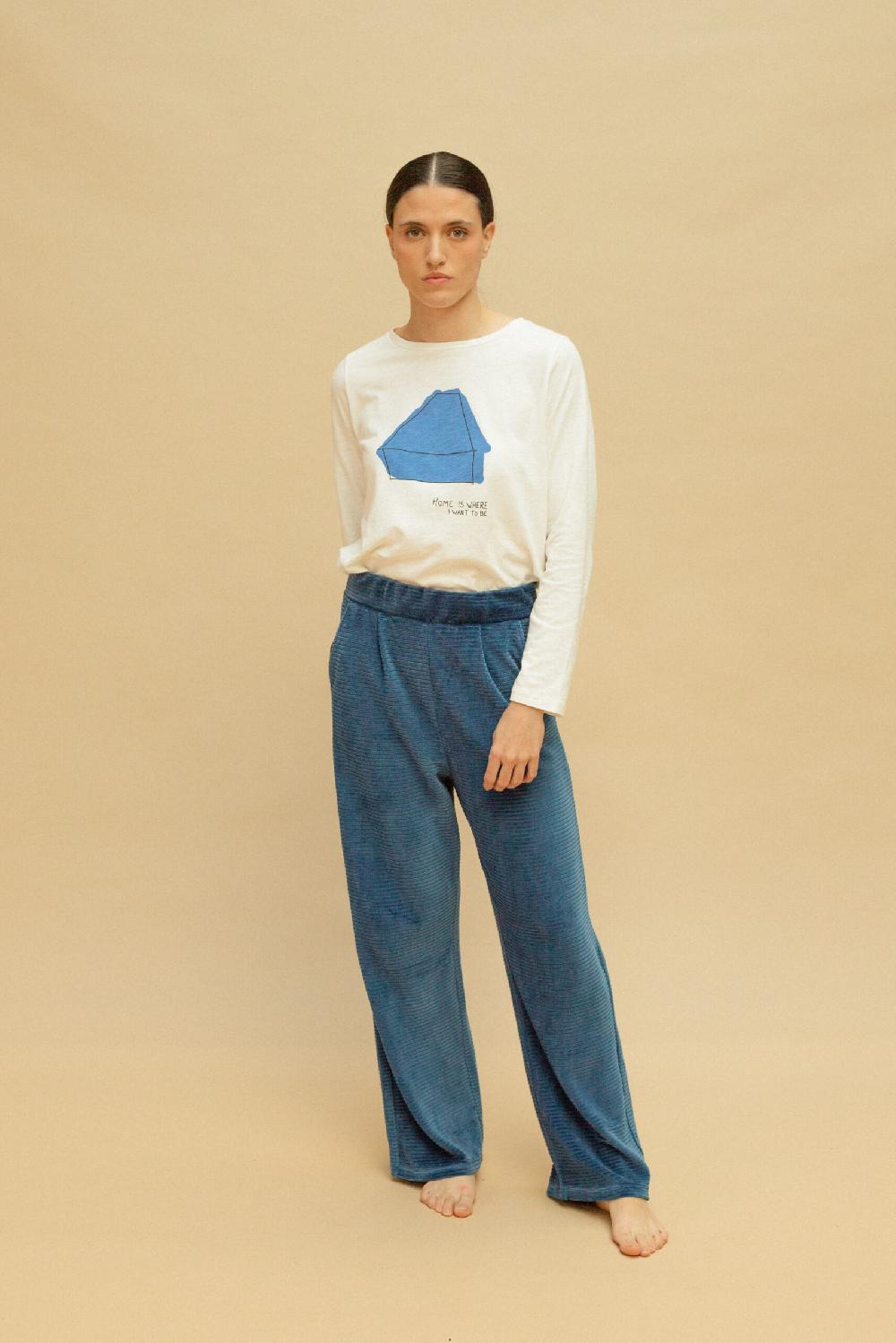 pan producto básico Pantalón pana fina azul