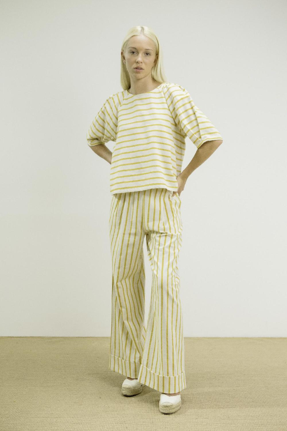 Pan Producto Básico Pantalón Rayas Mostaza