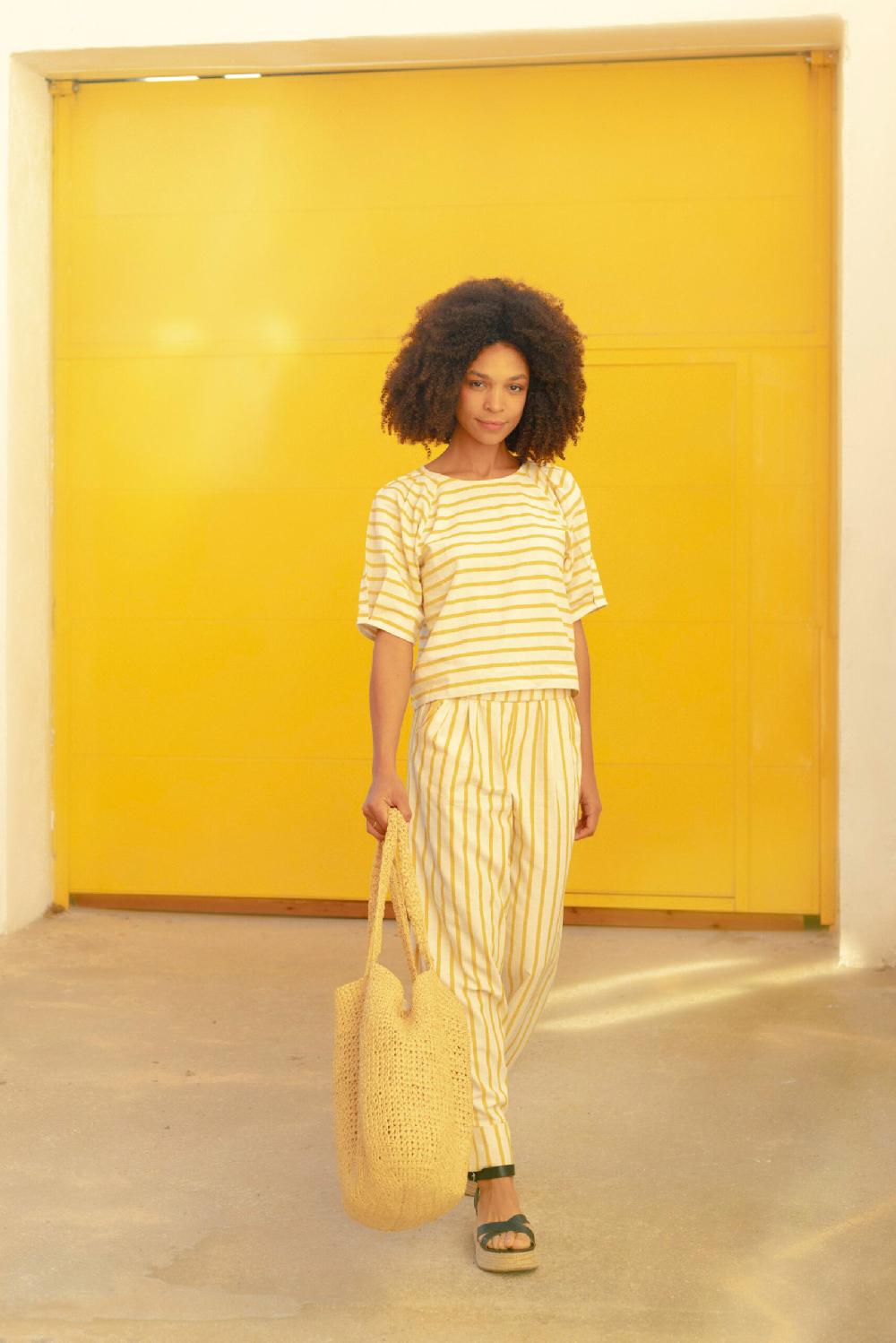 Pan Producto Básico Pantalón Rayas Mostaza