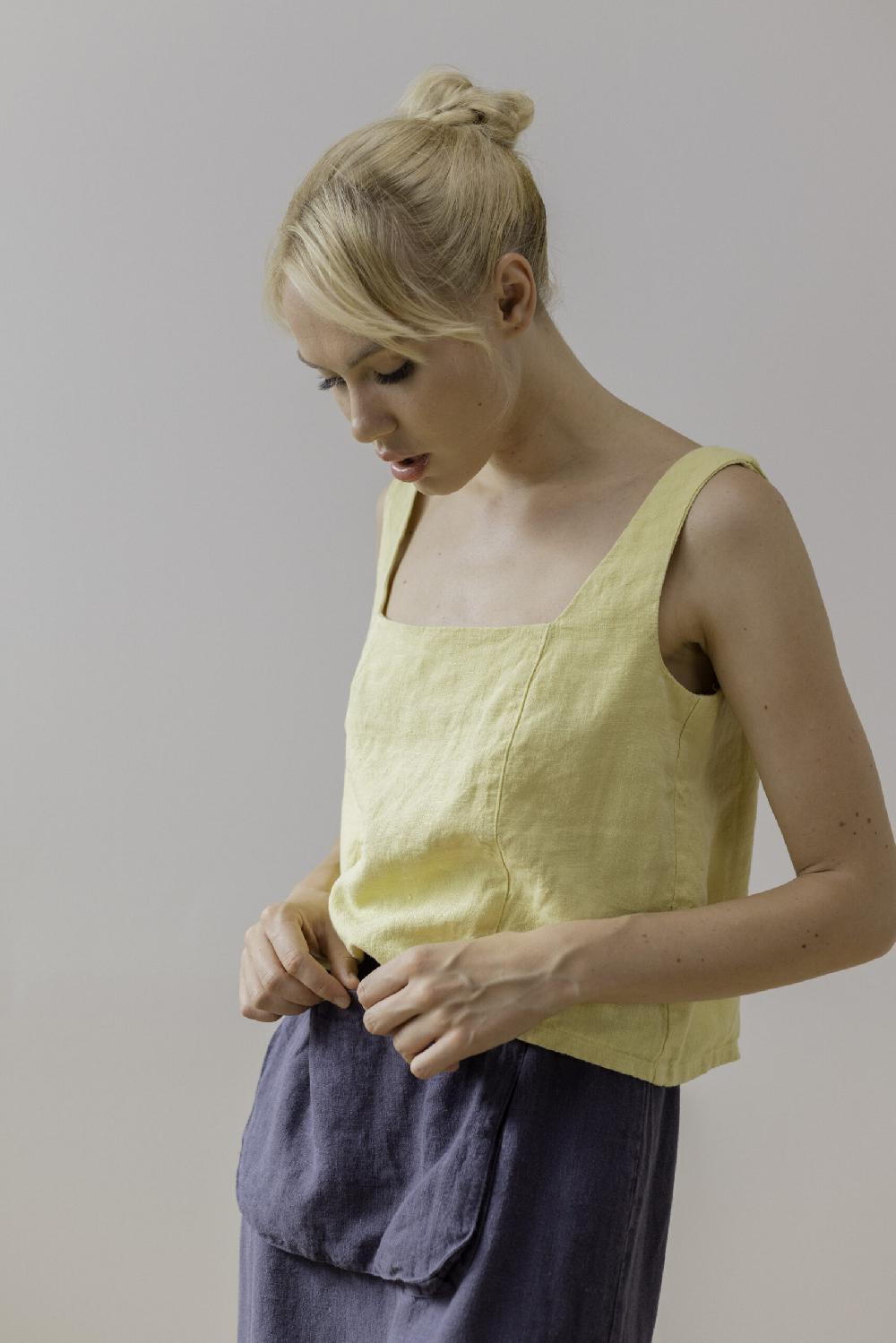 pan producto básico Top corto amarillo