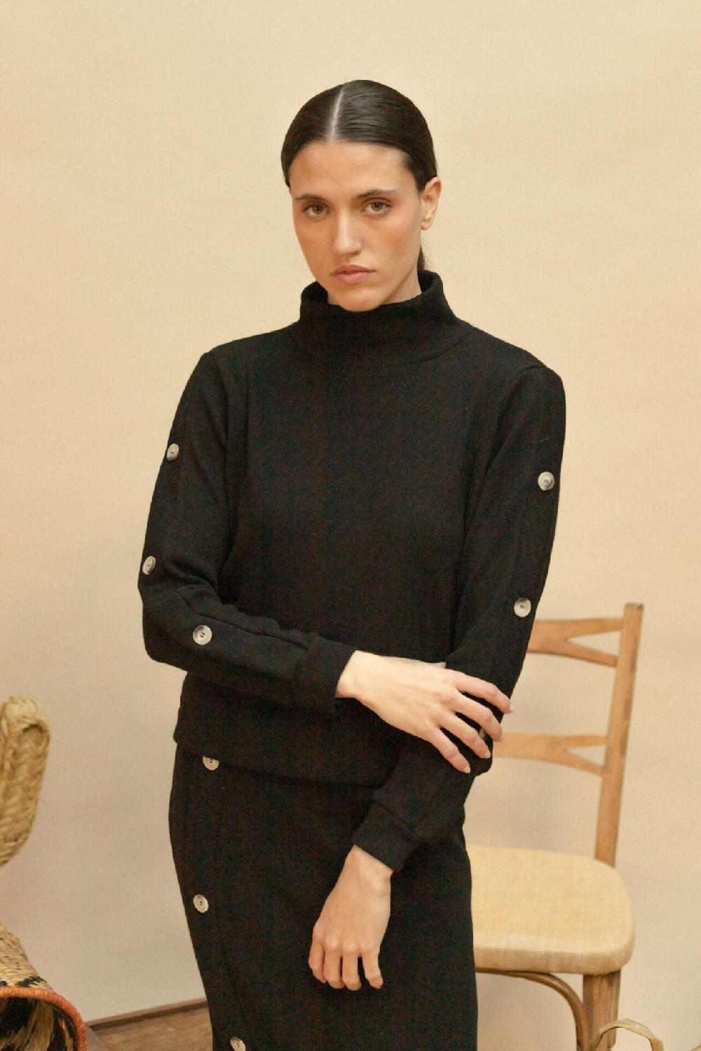 pan producto básico Top negro botones