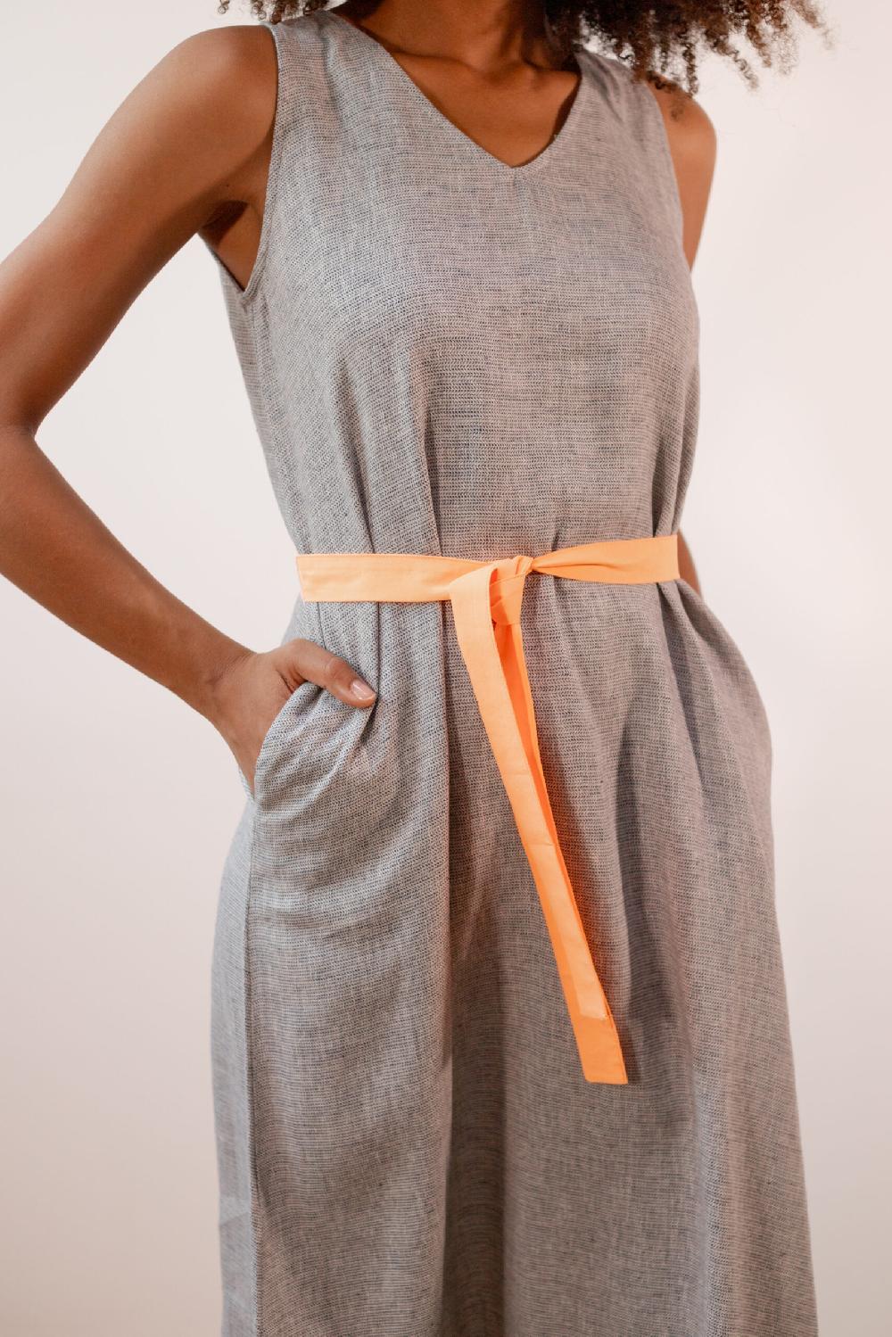 Pan Producto Básico Vestido Azul Cinturón Flúor