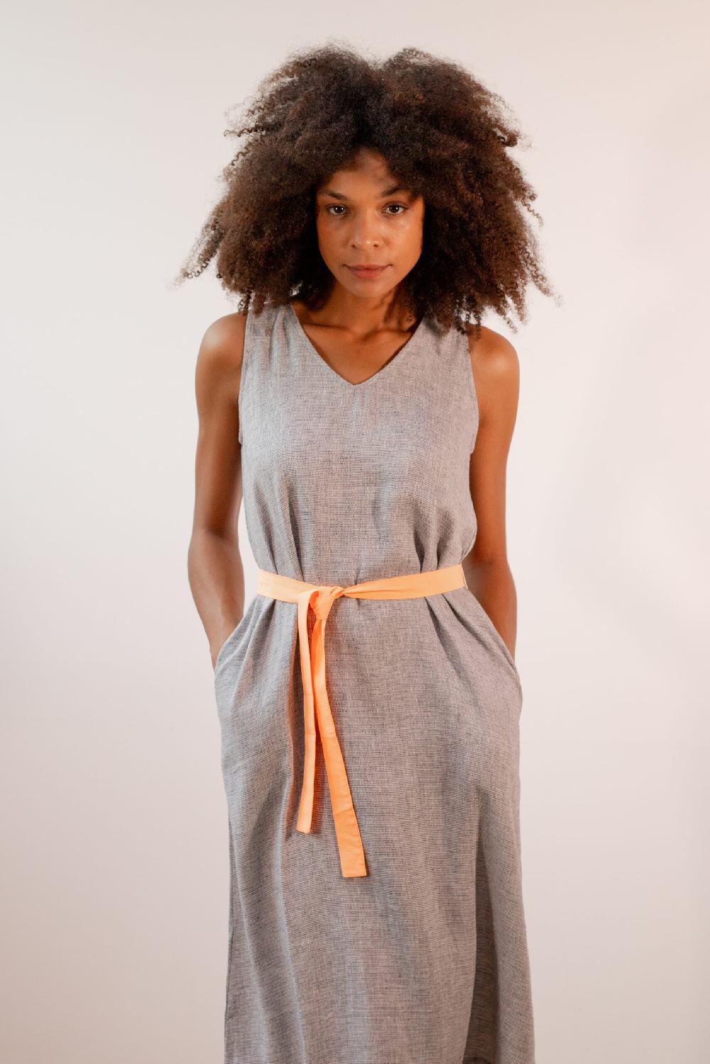 Pan Producto Básico Vestido Azul Cinturón Flúor