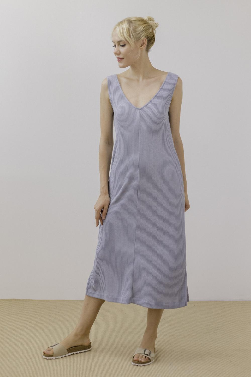 Pan Producto Básico Vestido Canalé Azul