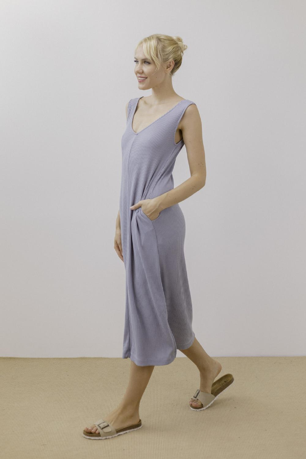 pan producto básico Vestido canalé azul