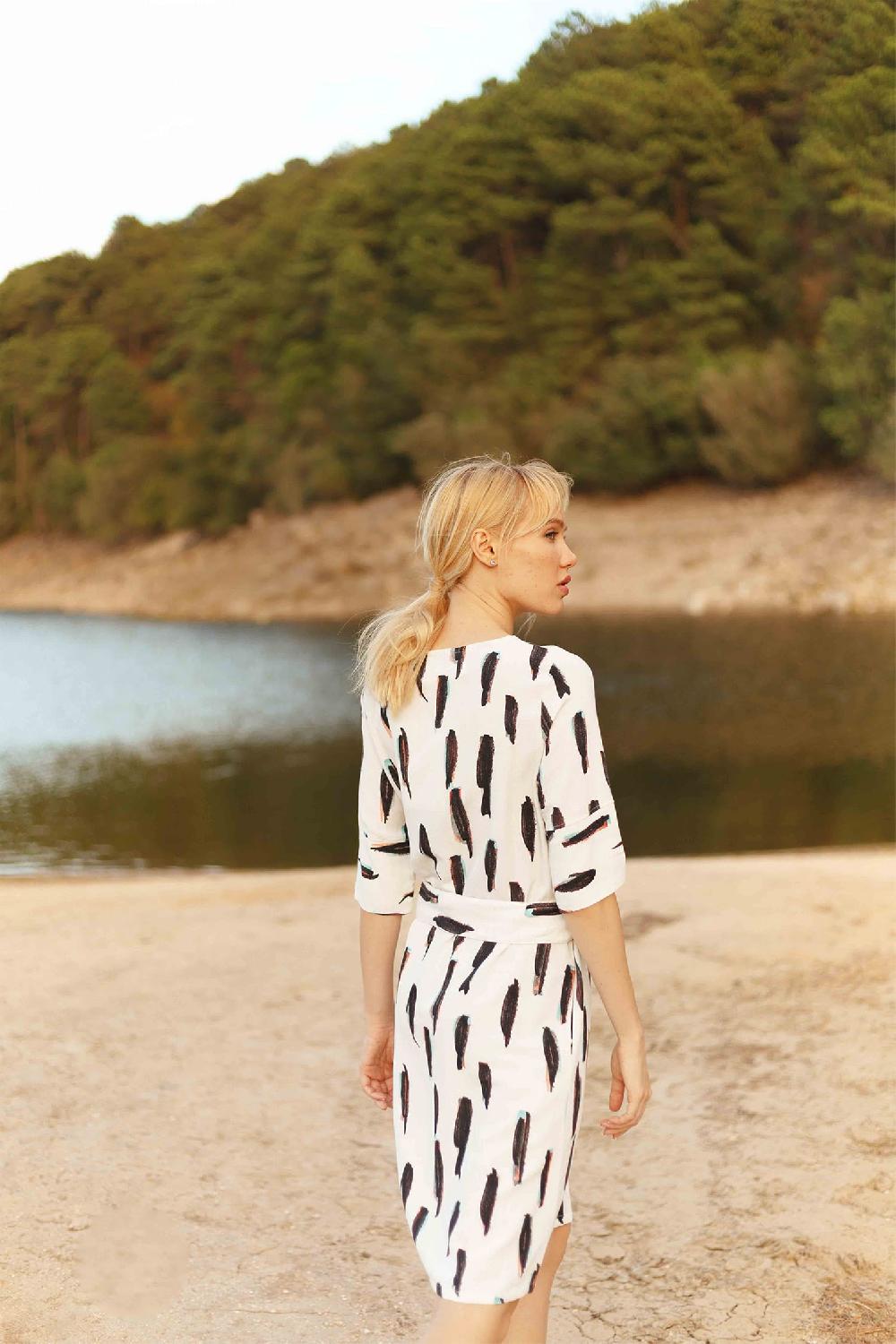 pan producto básico Vestido crudo estampado