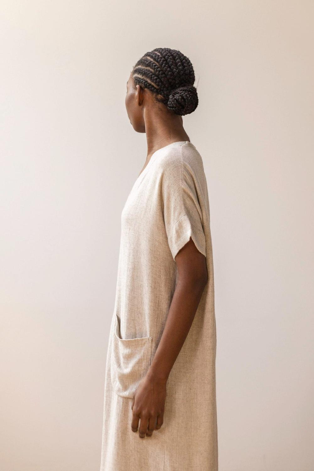 Pan Producto Básico Vestido De Lino Fluido