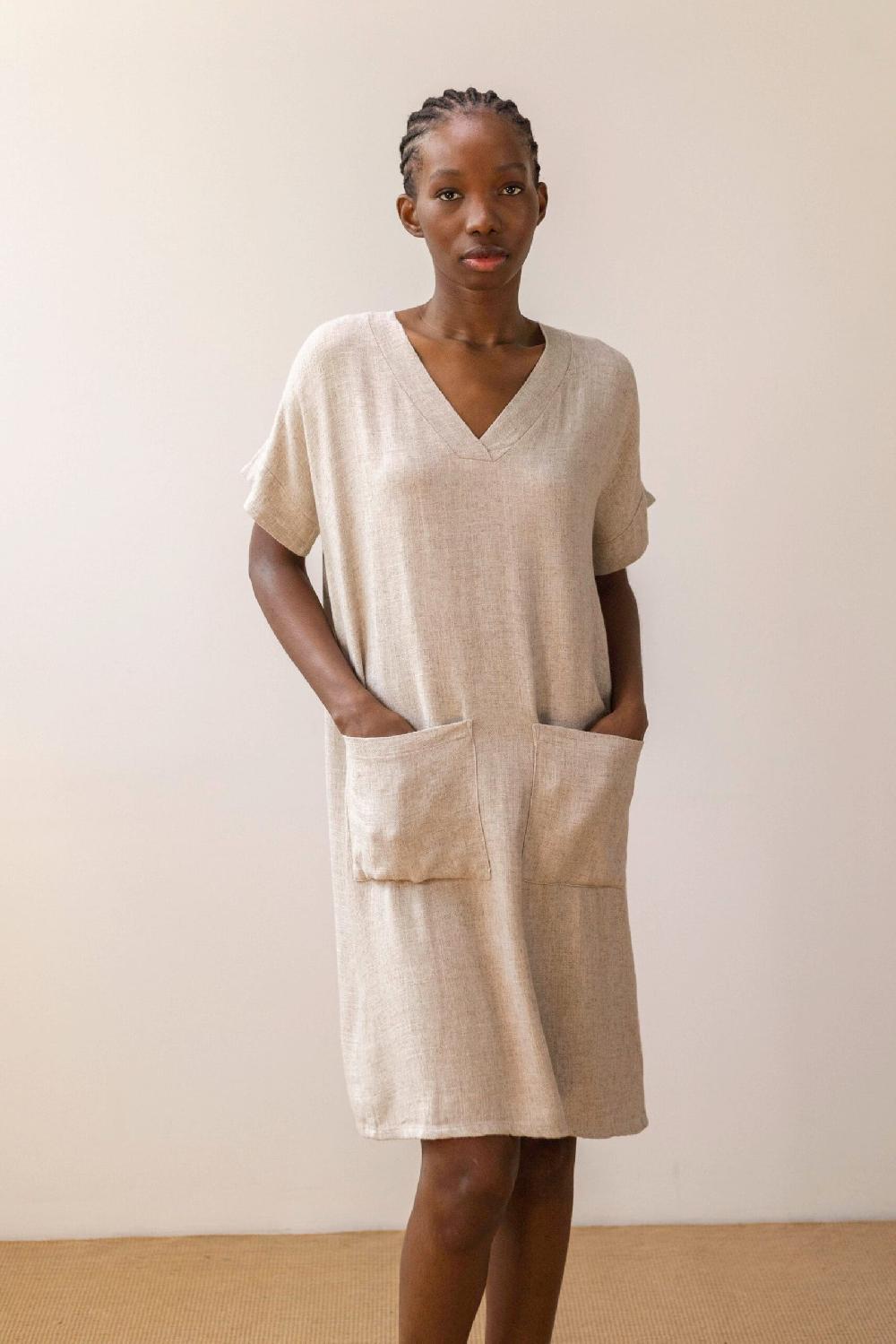 Pan Producto Básico Vestido De Lino Fluido