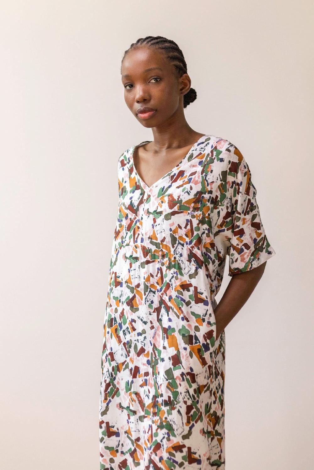 Pan Producto Básico Vestido Estampado Geométrico