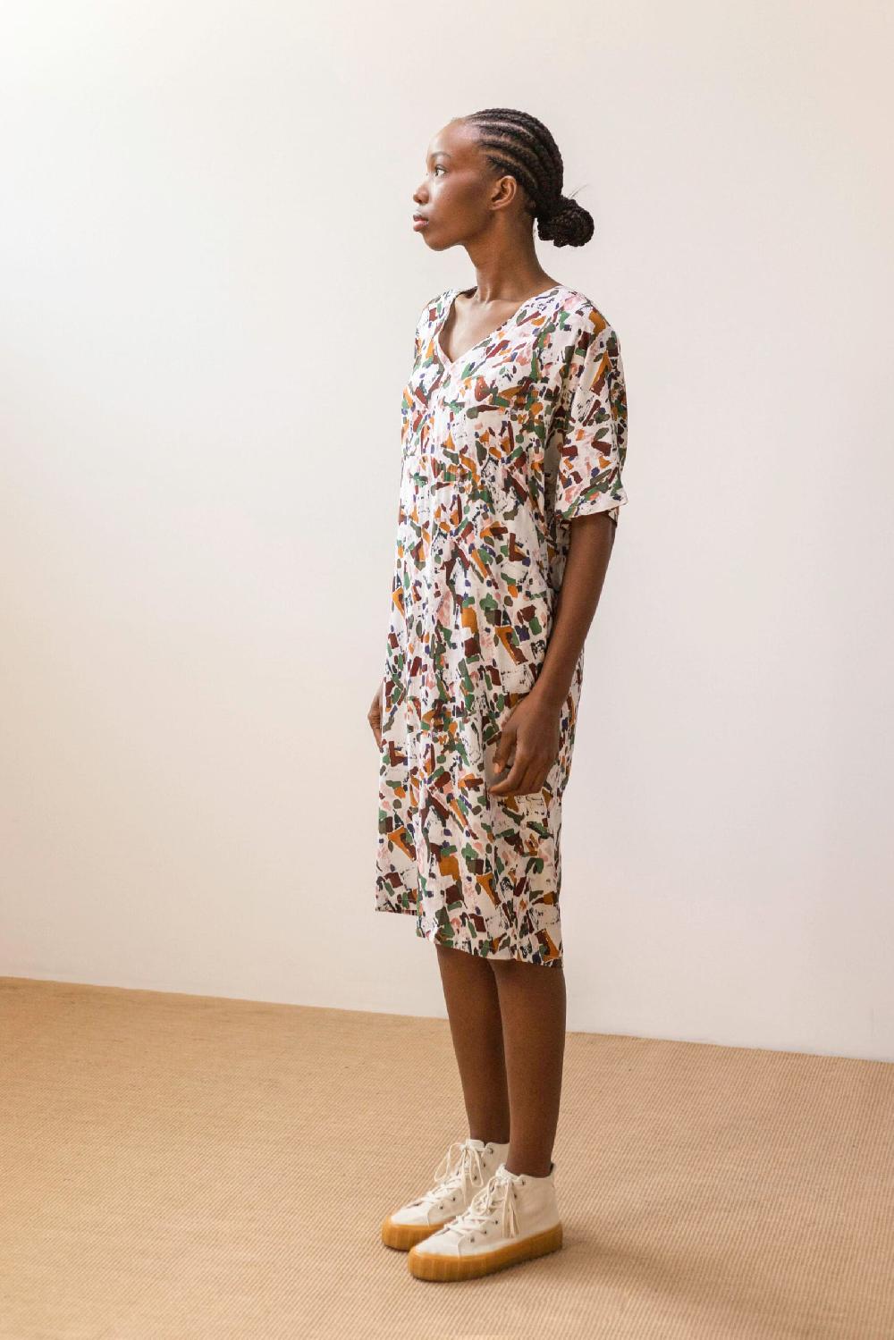 Pan Producto Básico Vestido Estampado Geométrico