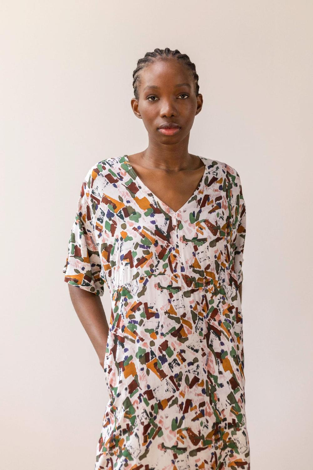 Pan Producto Básico Vestido Estampado Geométrico