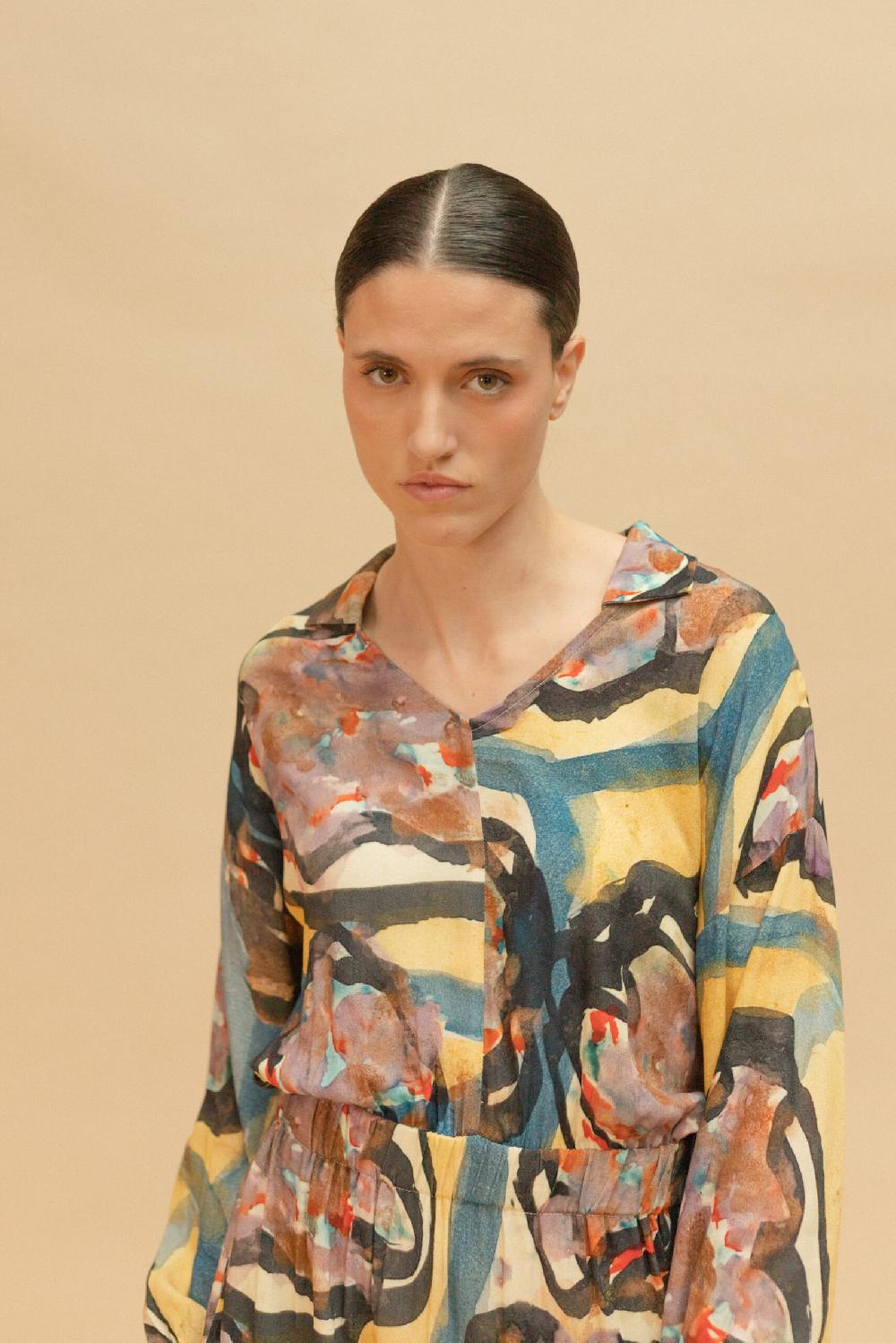 Pan Producto Básico Vestido Estampado Solapas