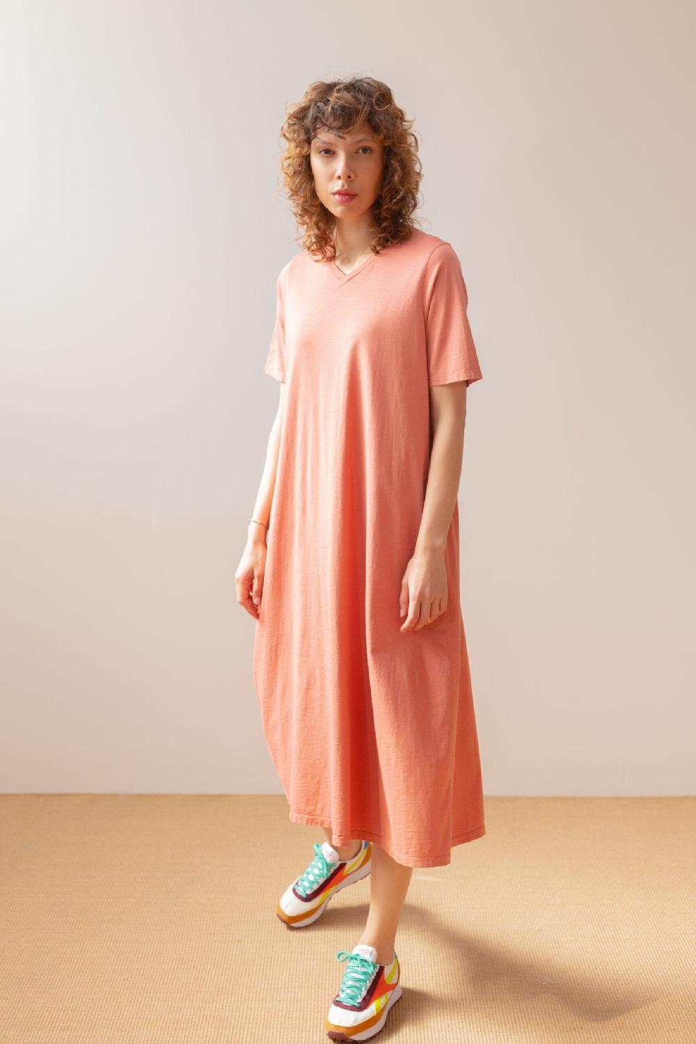 Pan Producto Básico Vestido Largo Color Teja