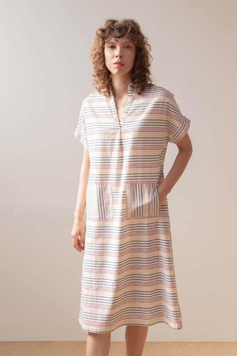 pan producto básico Vestido largo de rayas