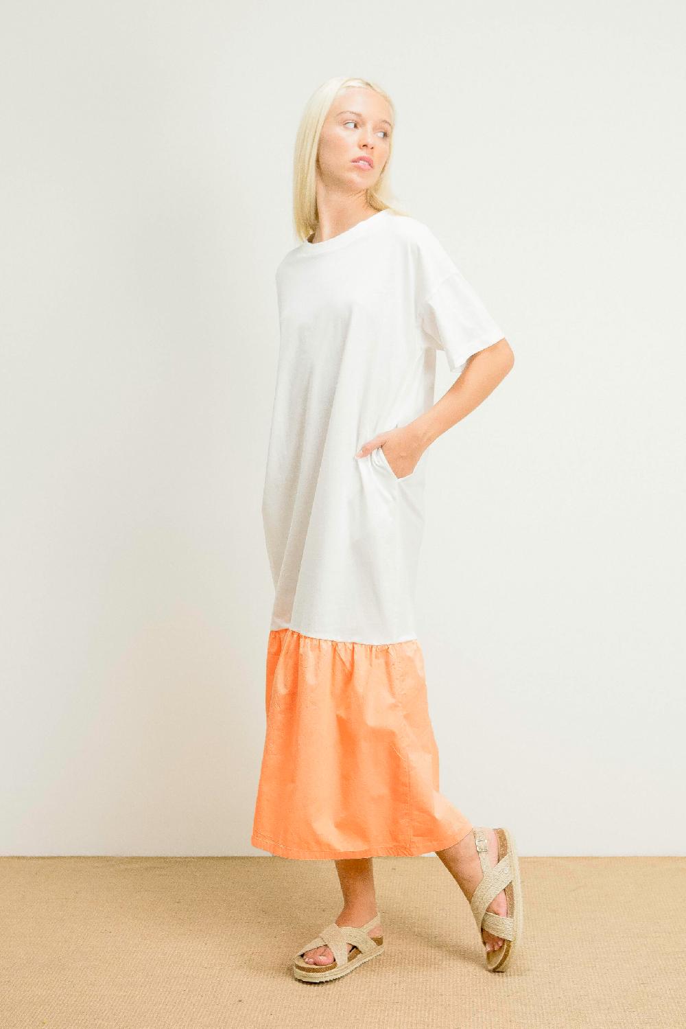 Pan Producto Básico Vestido Largo Dos Tejidos