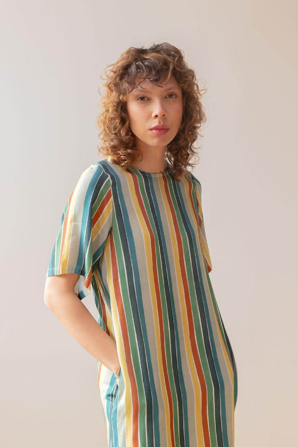 Pan Producto Básico Vestido Largo Rayas De Colores