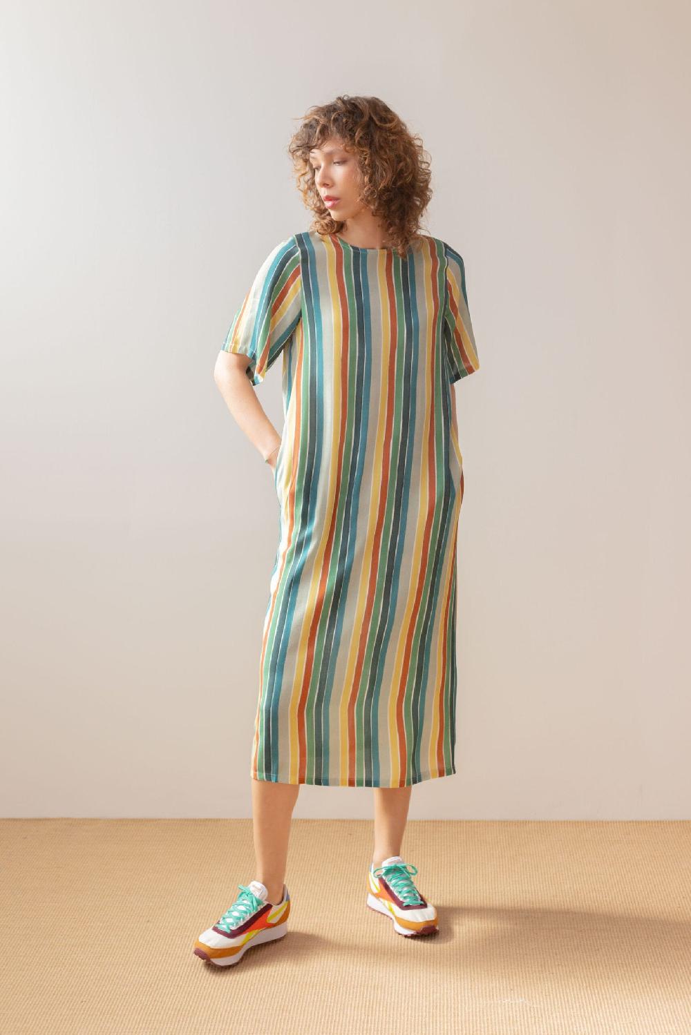 Pan Producto Básico Vestido Largo Rayas De Colores