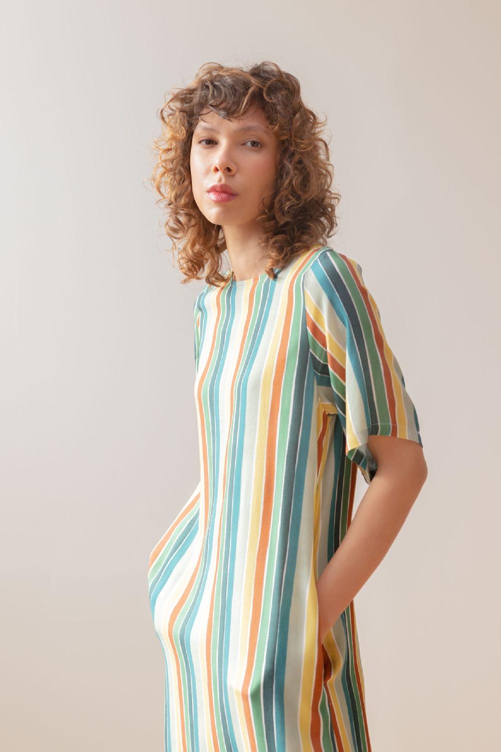 Pan Producto Básico Vestido Largo Rayas De Colores