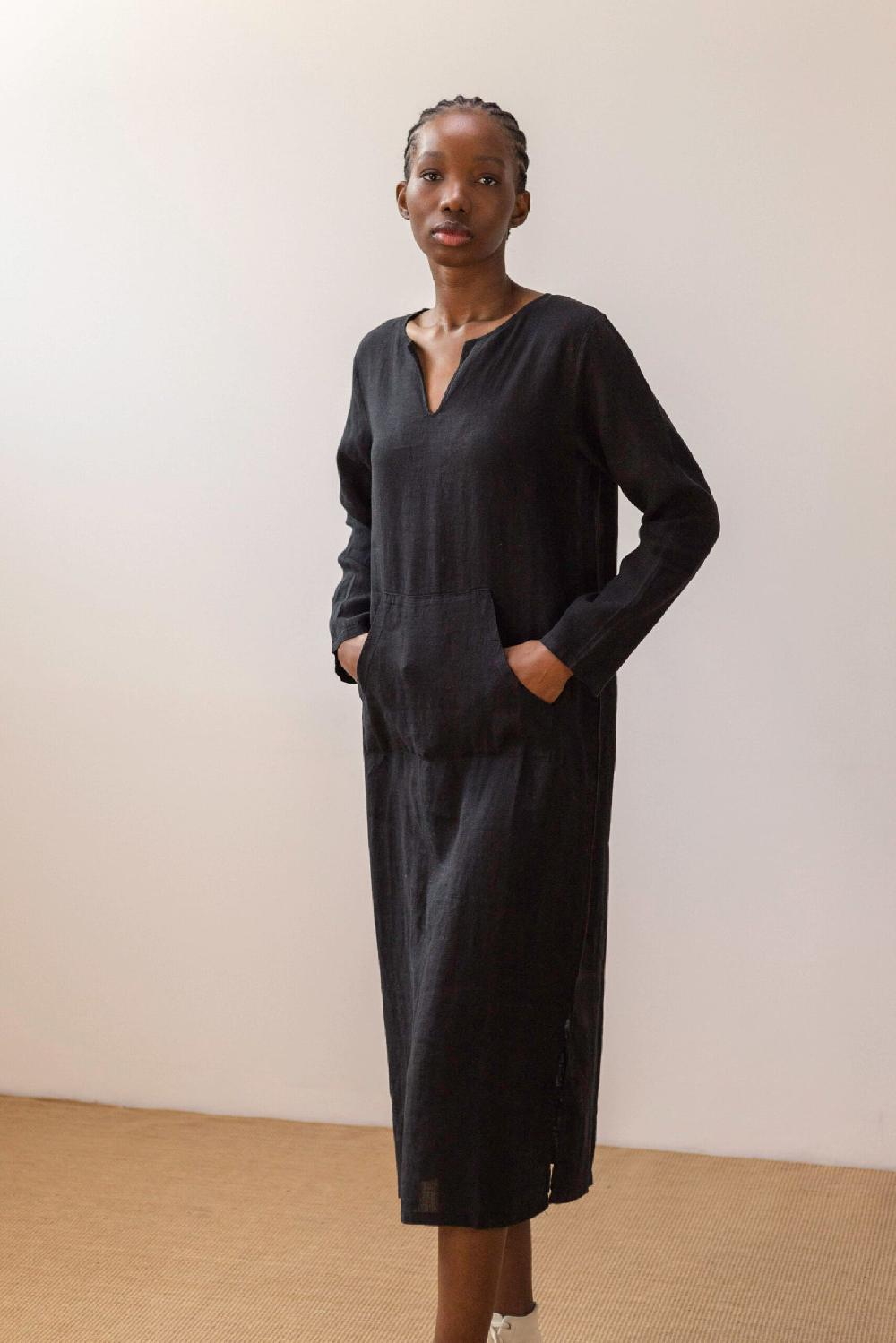 pan producto básico Vestido lino negro