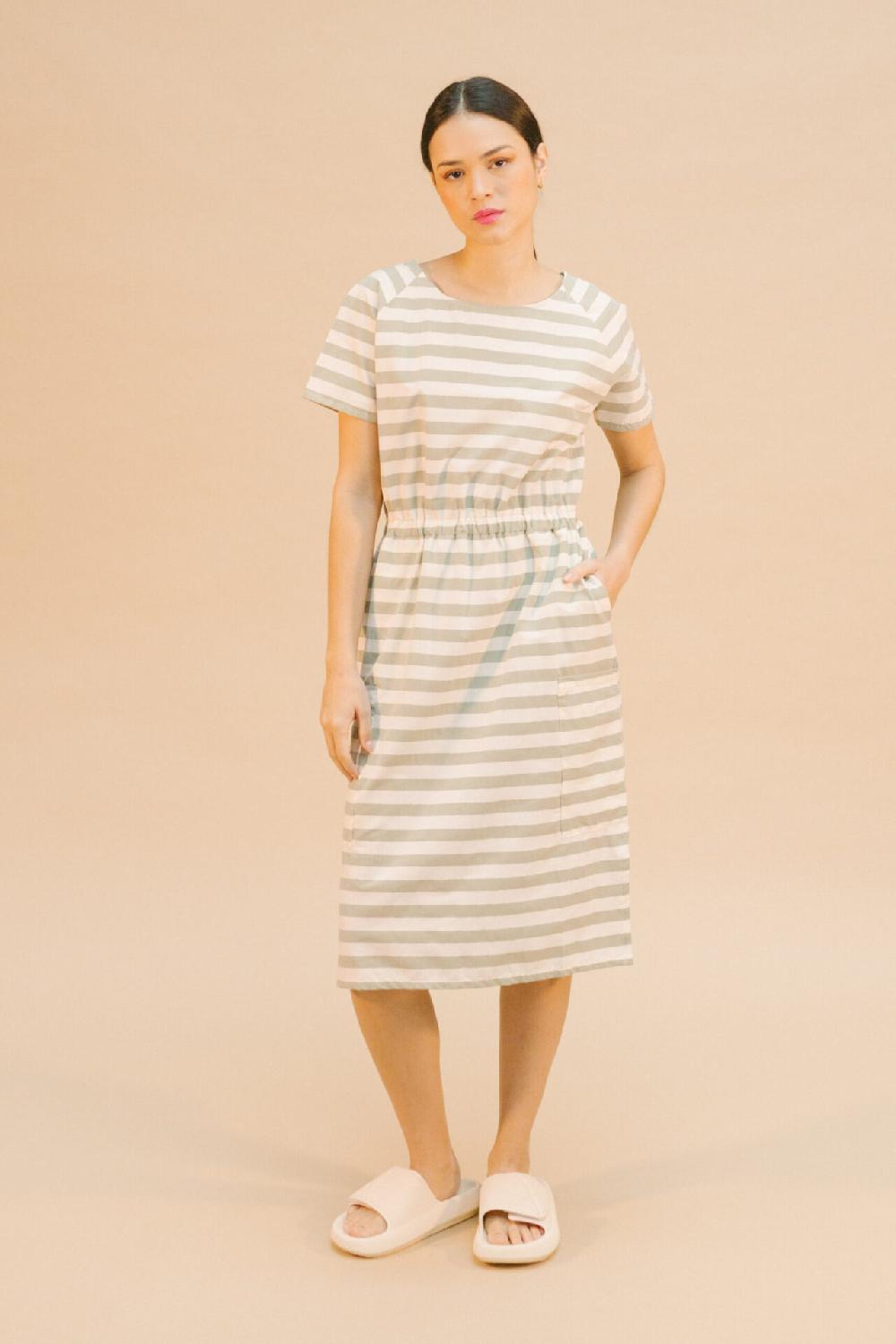 Pan Producto Básico Vestido Midi De Rayas