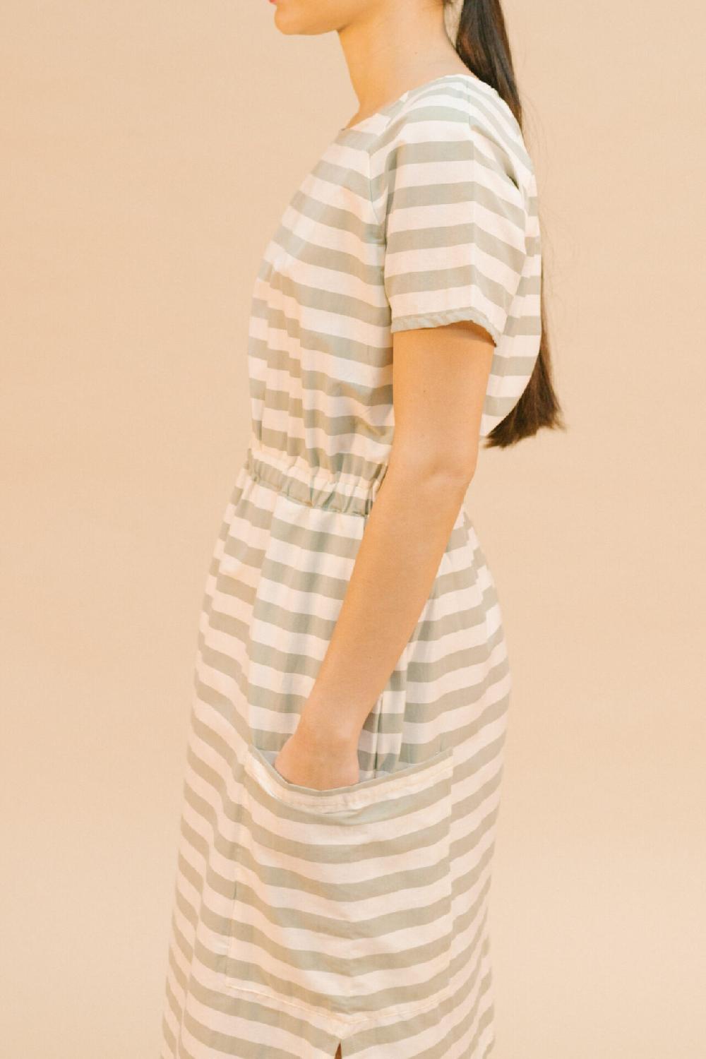 Pan Producto Básico Vestido Midi De Rayas