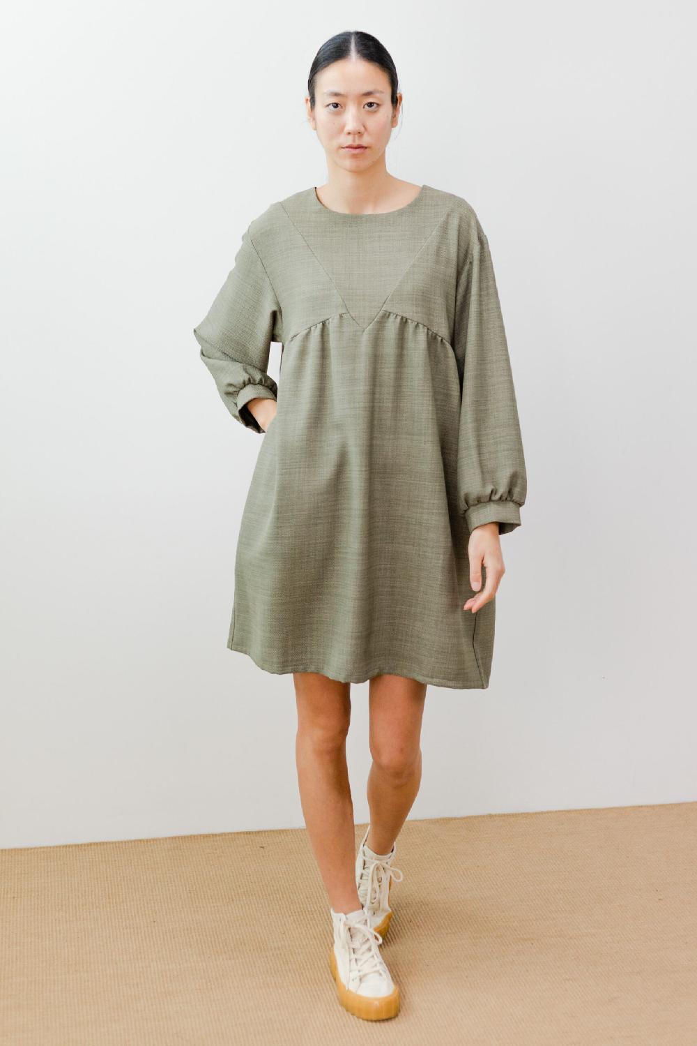 Pan Producto Básico Vestido Oversize Verde Seco