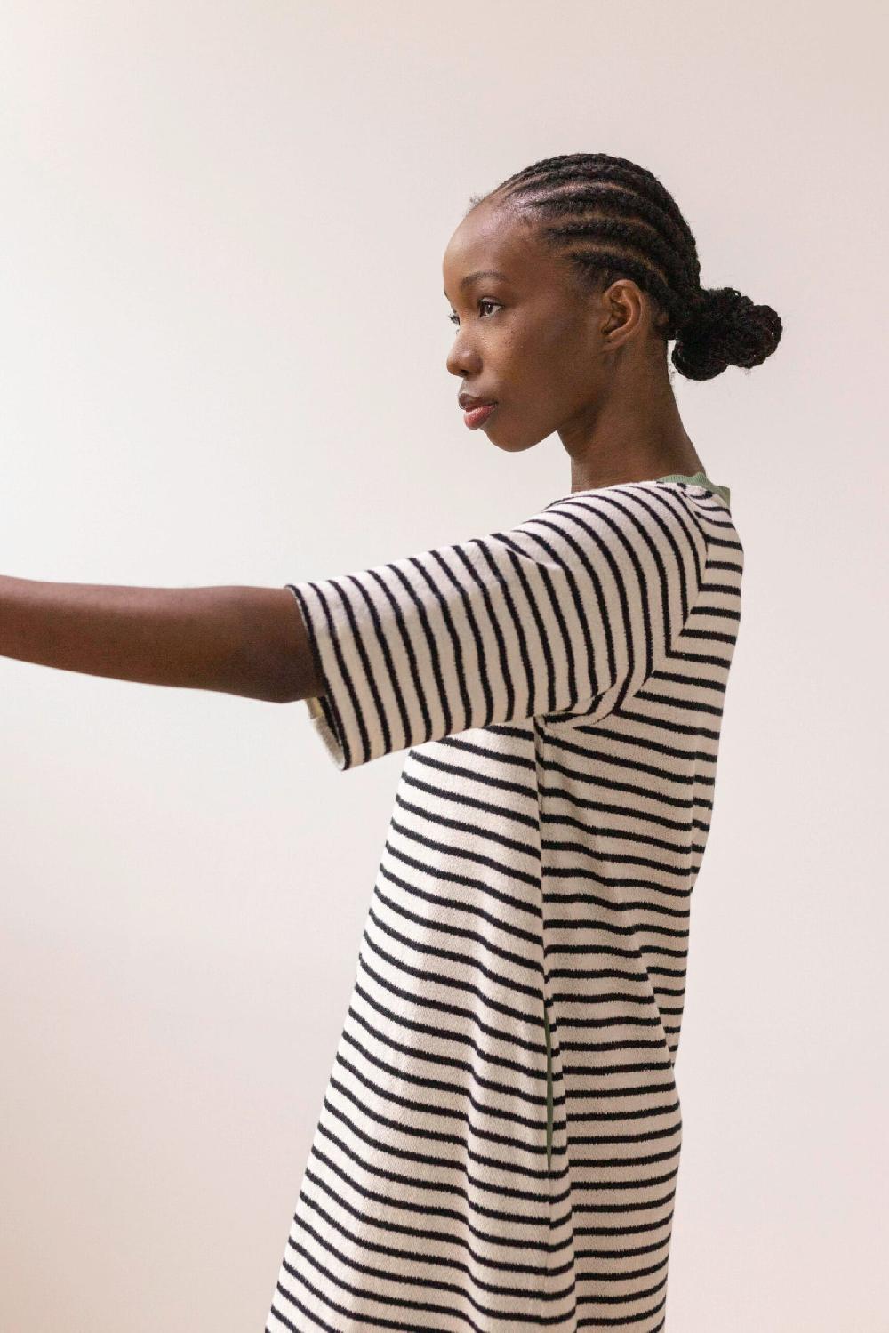 Pan Producto Básico Vestido Rayas Tejido Rizado