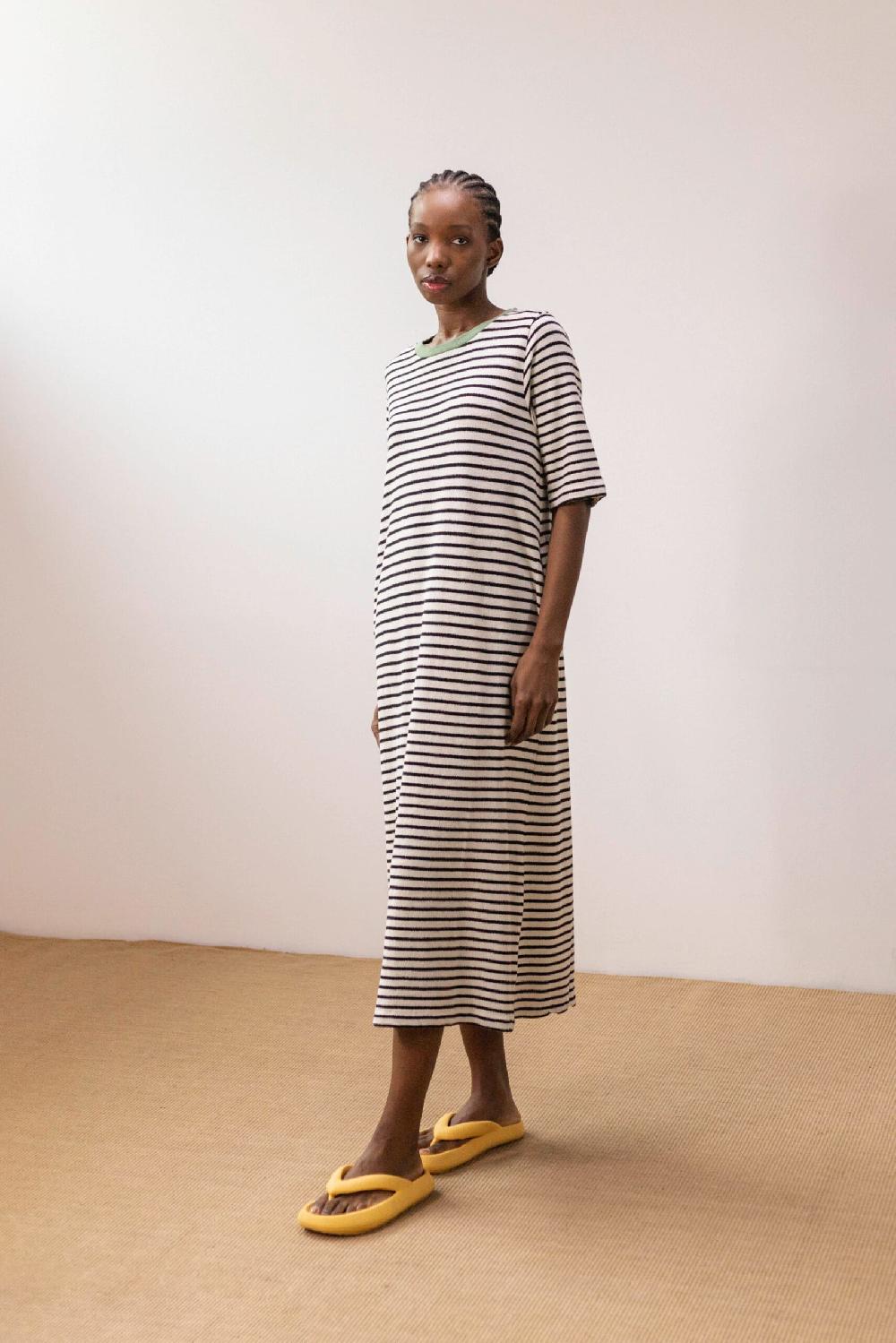 Pan Producto Básico Vestido Rayas Tejido Rizado