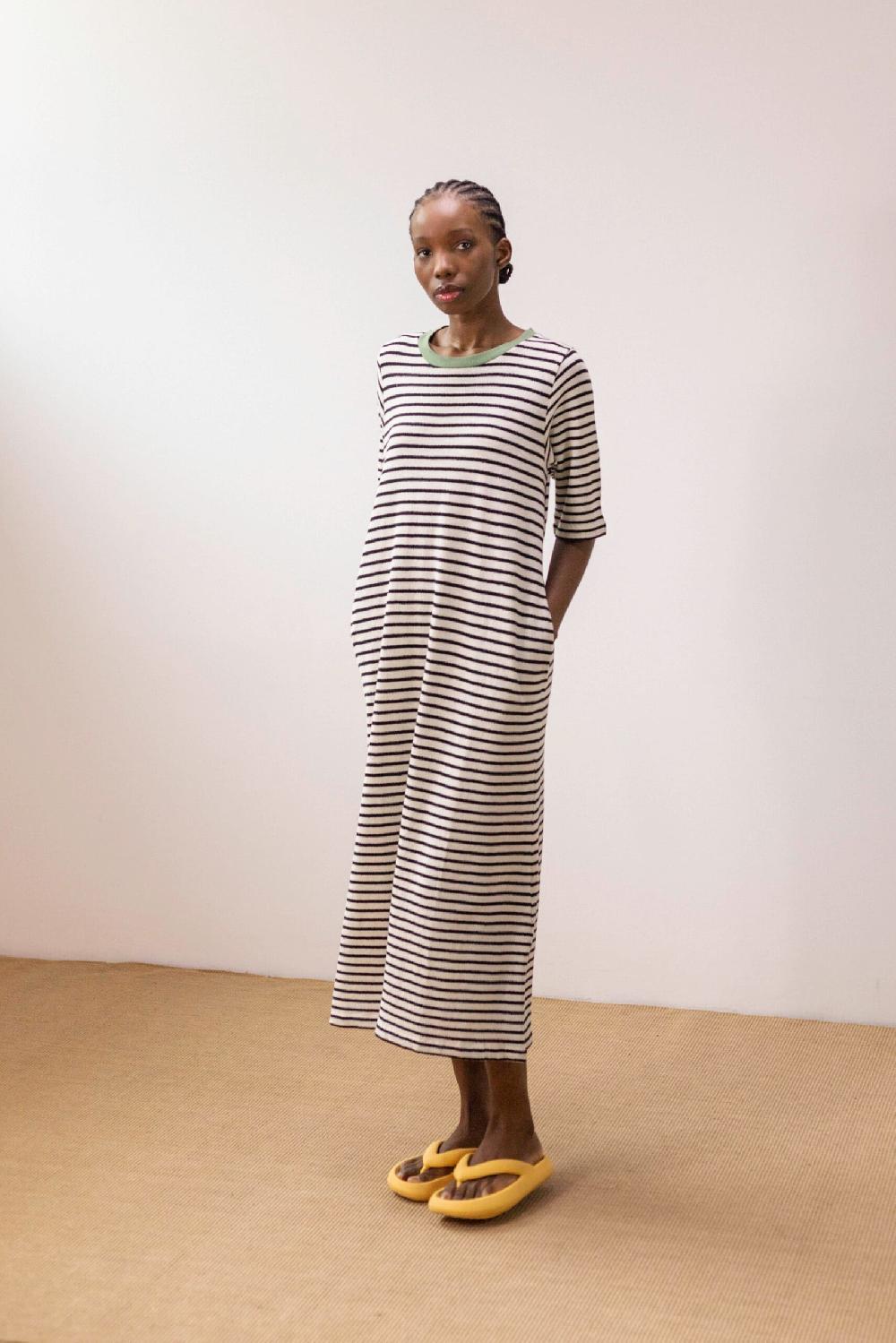 Pan Producto Básico Vestido Rayas Tejido Rizado