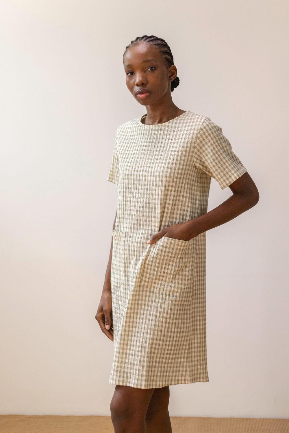 Pan Producto Básico Vestido Recto Cuadros Vichy